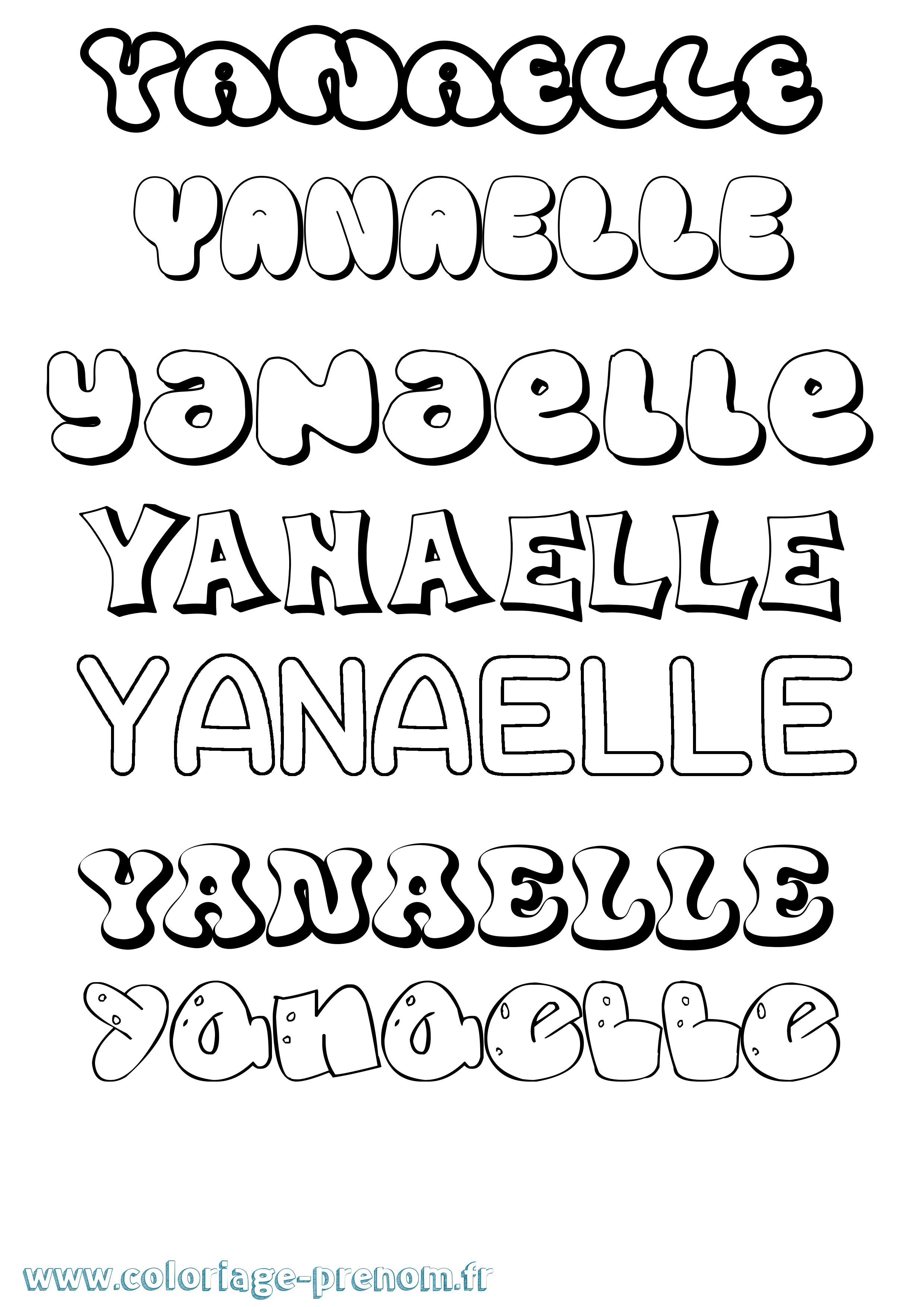 Coloriage Yanaelle Bubble Coloriage prénom Yanaelle Bubble