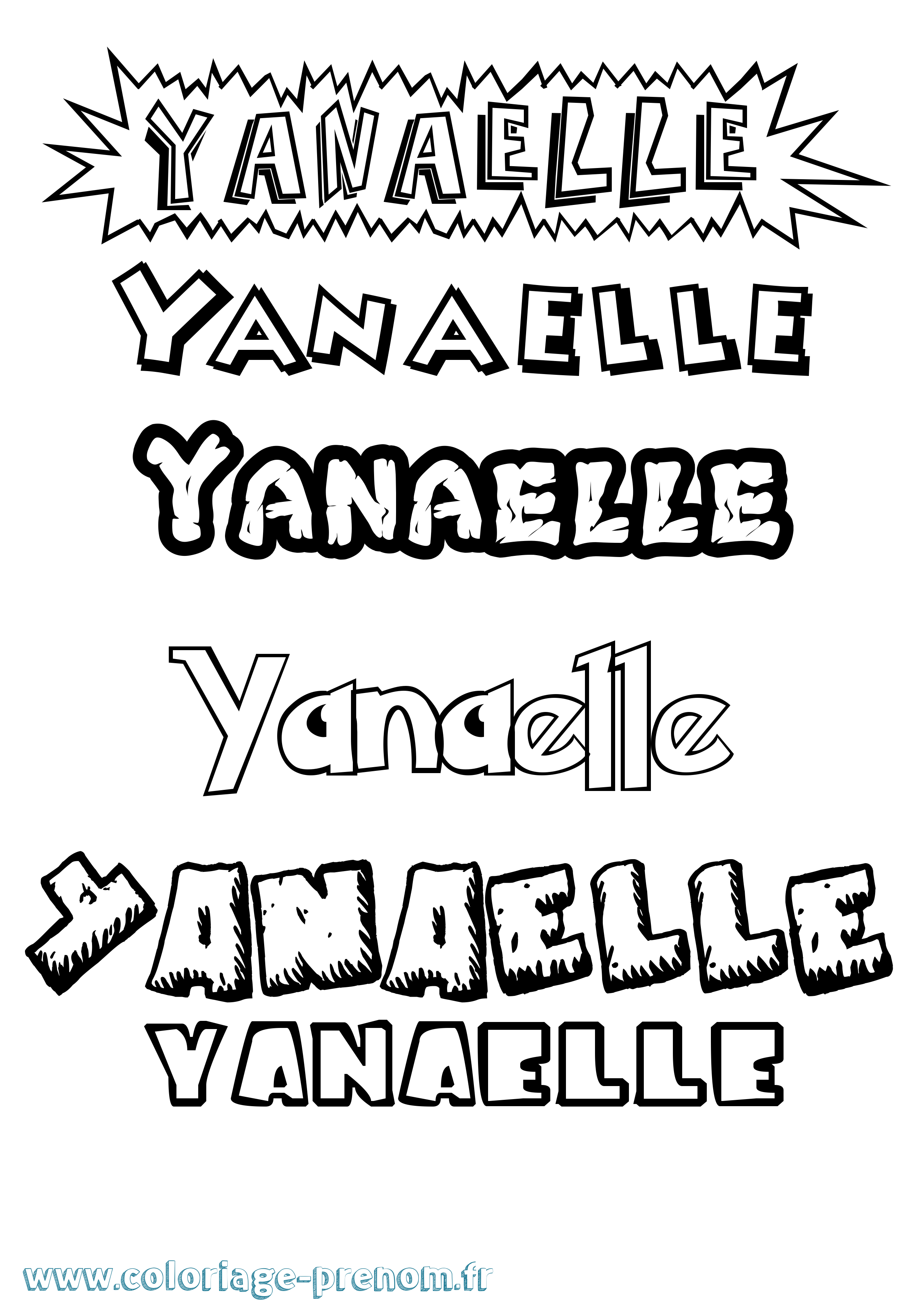 Coloriage Yanaelle Dessin Animé Coloriage prénom Yanaelle Dessin Animé