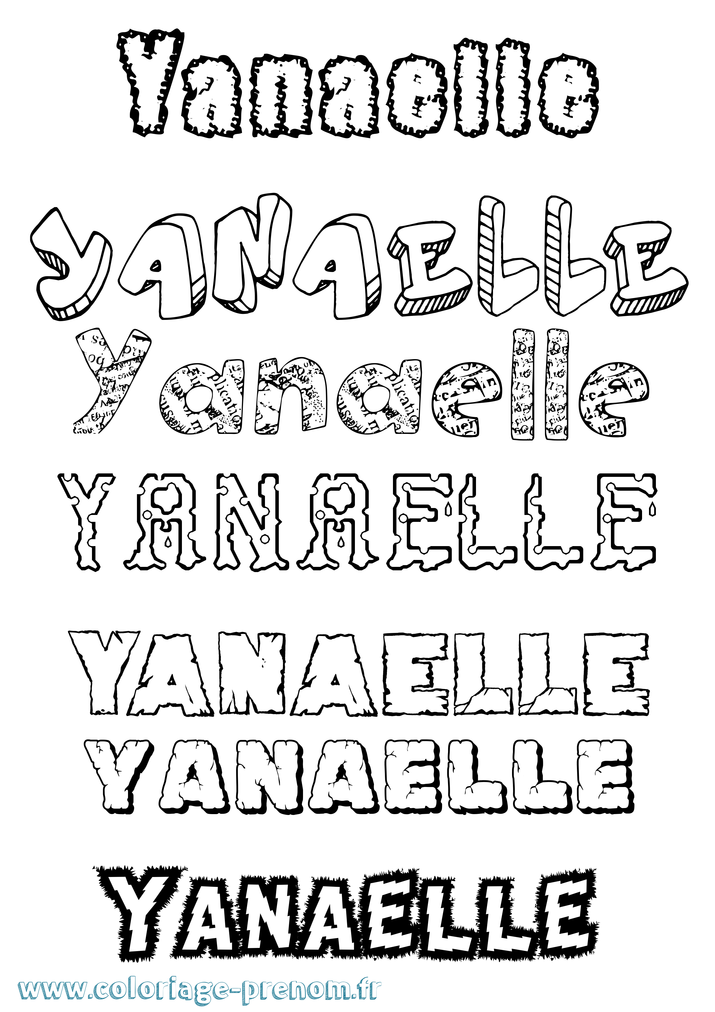 Coloriage Yanaelle Destructuré Coloriage prénom Yanaelle Destructuré