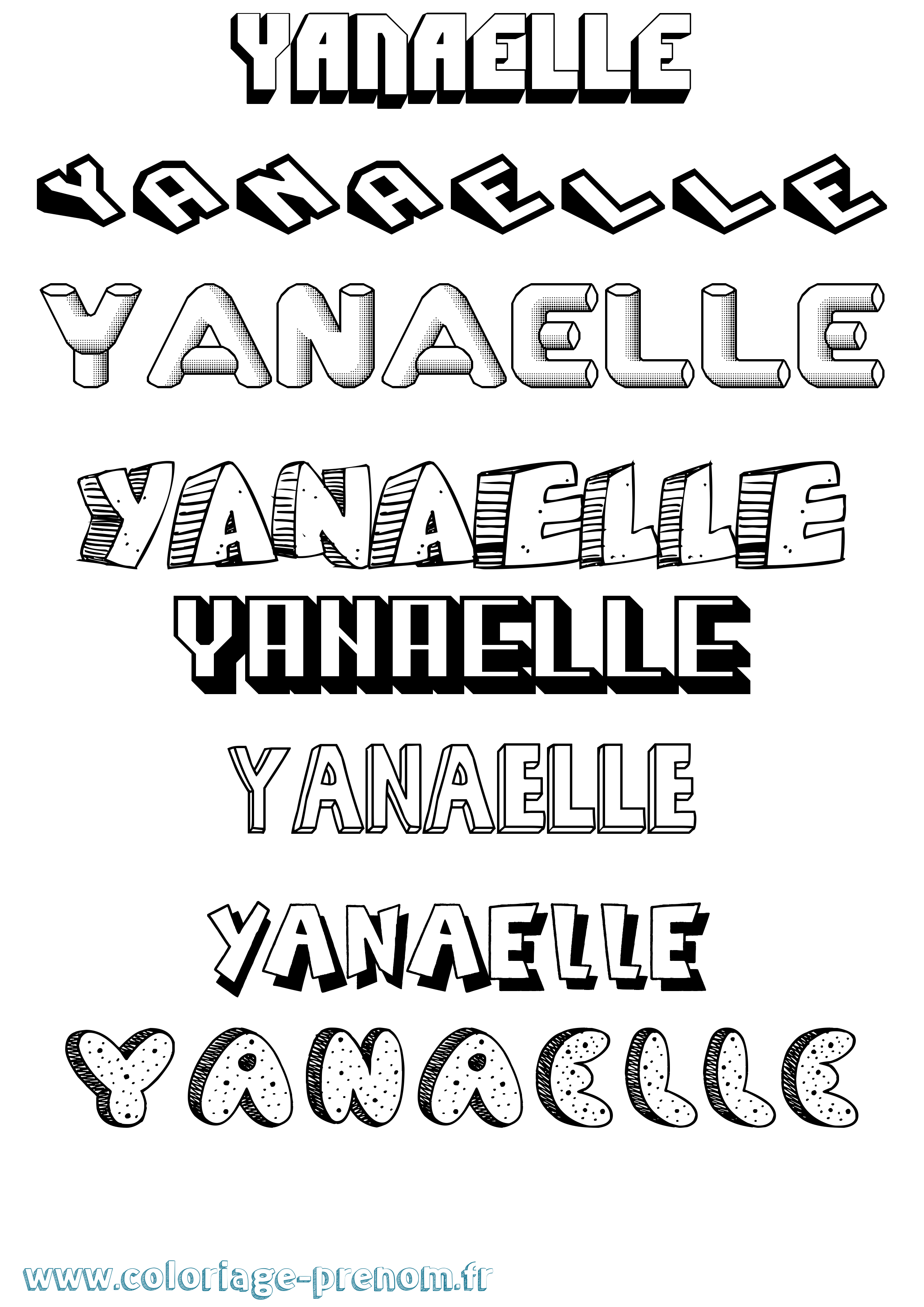 Coloriage Yanaelle Effet 3D Coloriage prénom Yanaelle Effet 3D