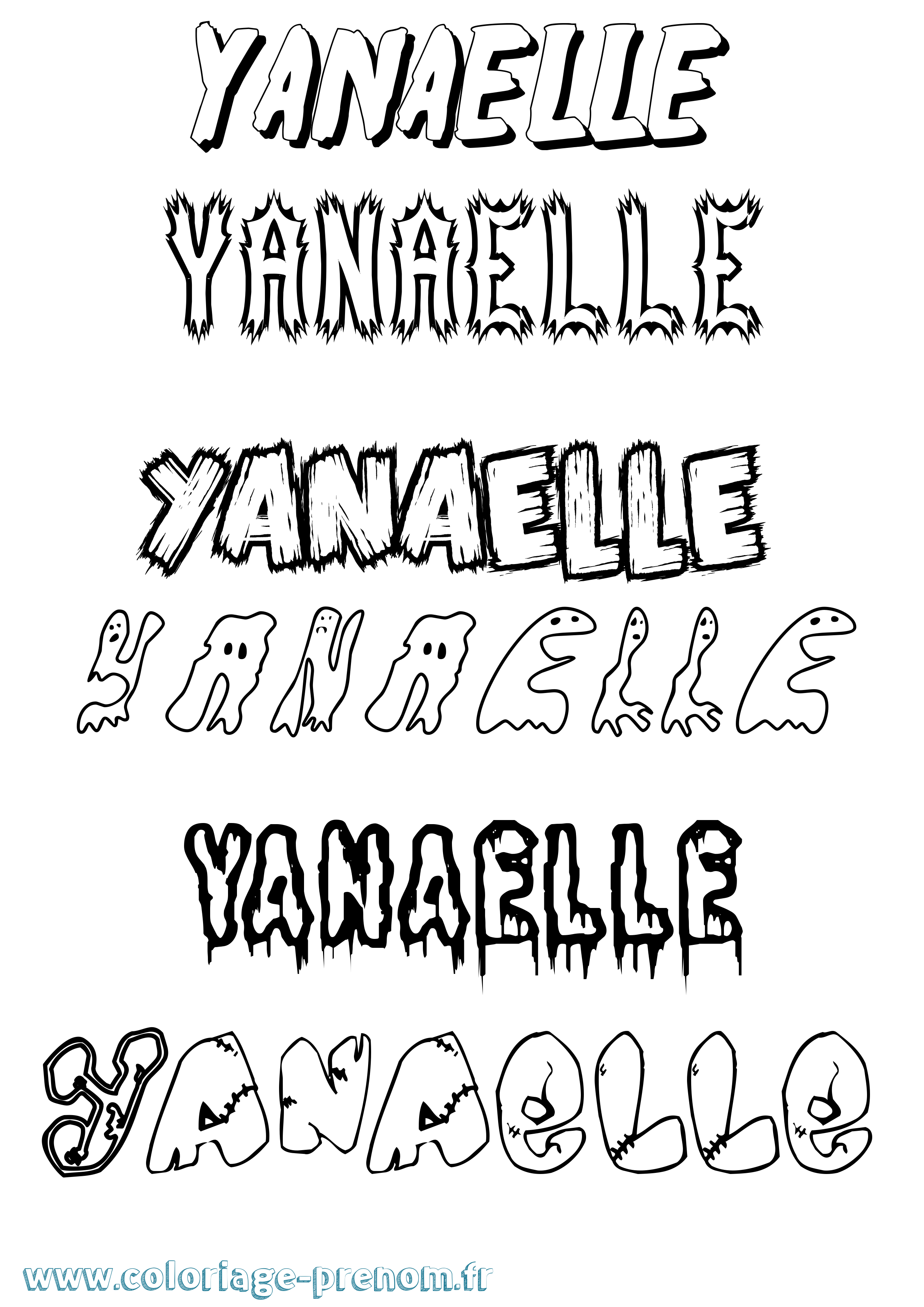 Coloriage Yanaelle Frisson Coloriage prénom Yanaelle Frisson