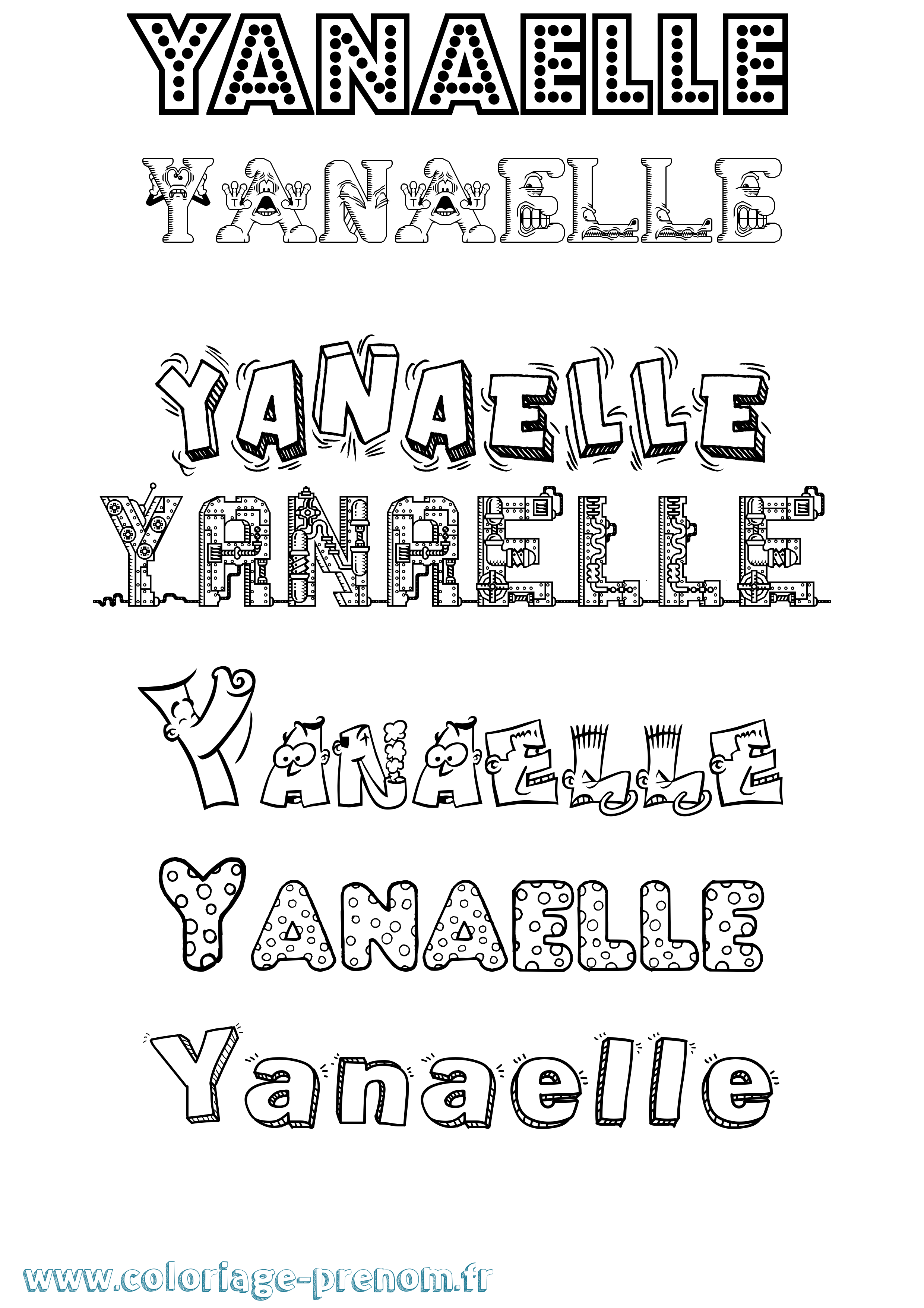 Coloriage Yanaelle Fun Coloriage prénom Yanaelle Fun