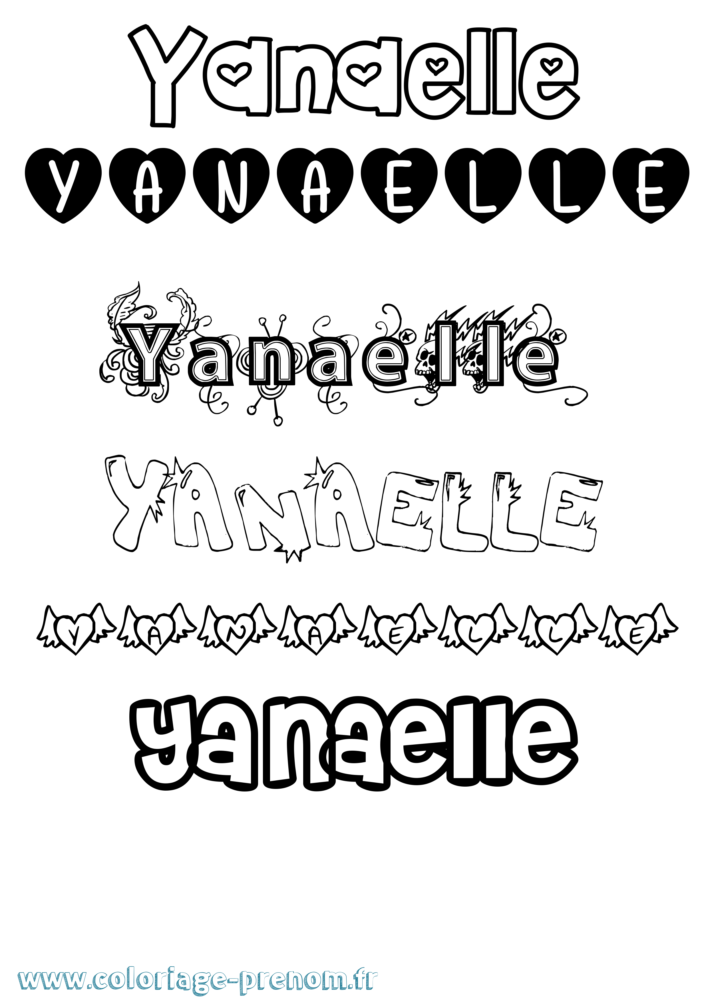 Coloriage Yanaelle Girly Coloriage prénom Yanaelle Girly