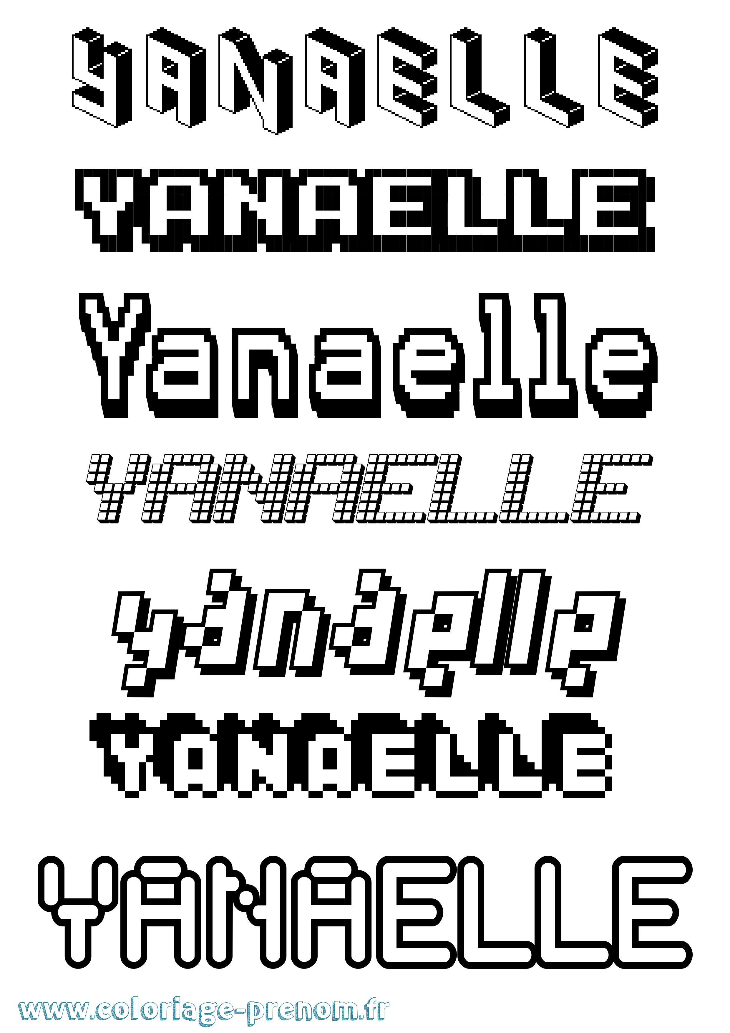 Coloriage Yanaelle Pixel Coloriage prénom Yanaelle Pixel