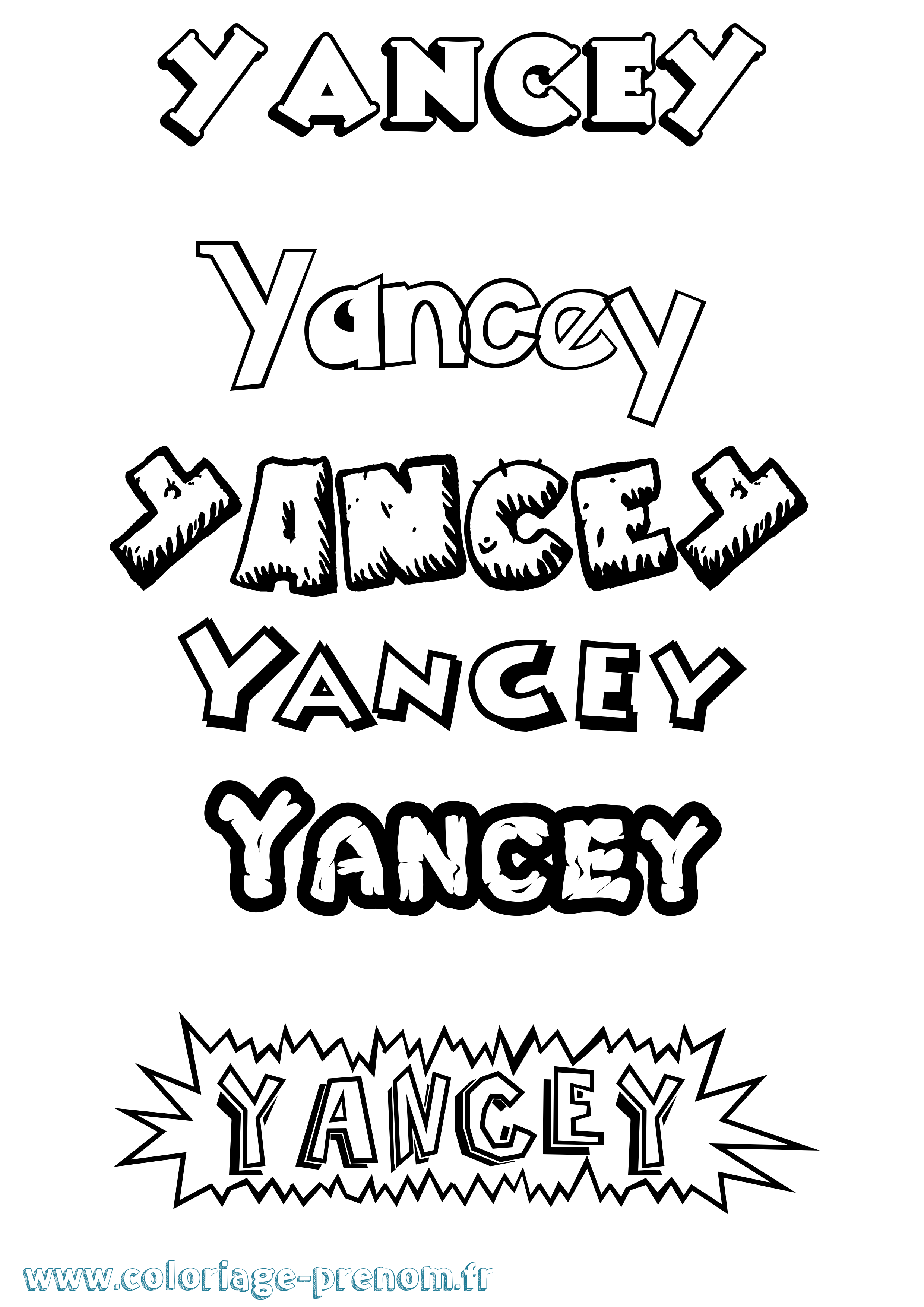 Coloriage Yancey Dessin Animé Coloriage prénom Yancey Dessin Animé
