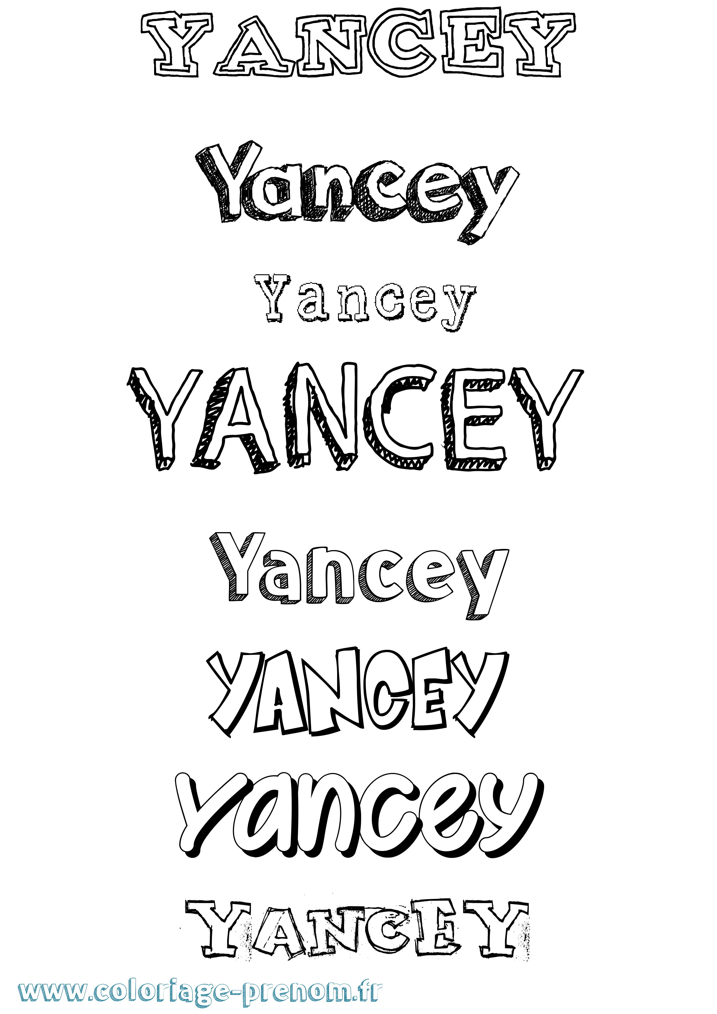 Coloriage Yancey Dessiné Coloriage prénom Yancey Dessiné