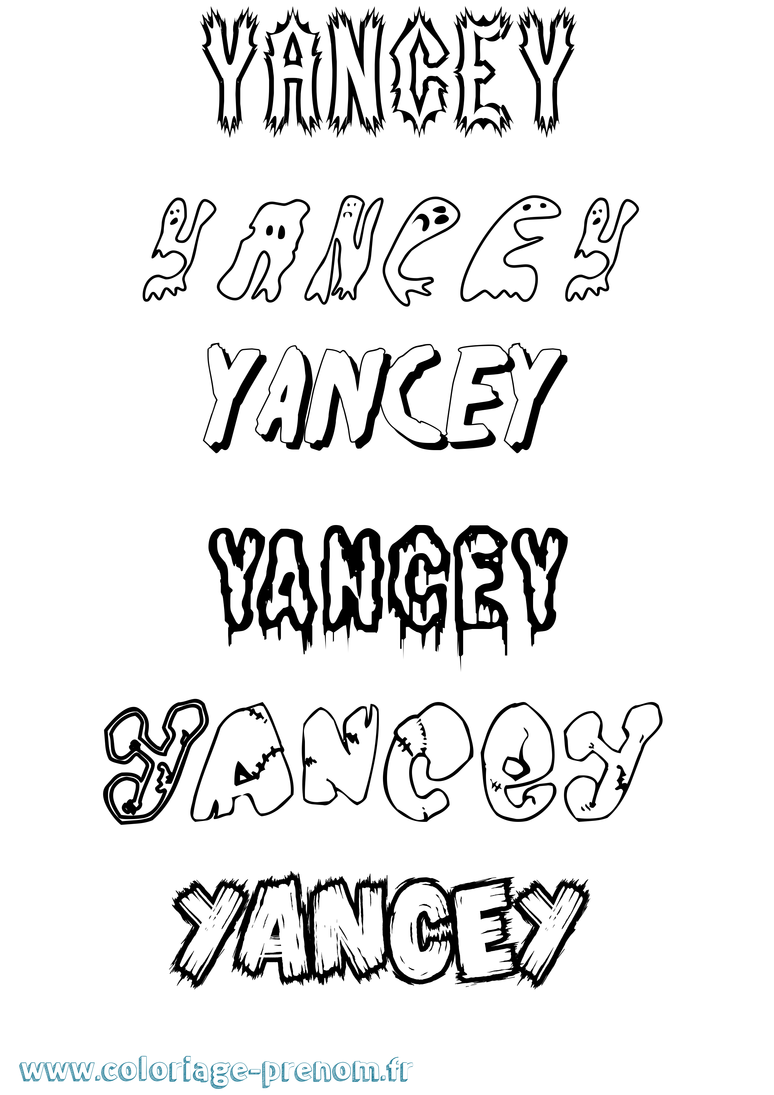 Coloriage Yancey Frisson Coloriage prénom Yancey Frisson