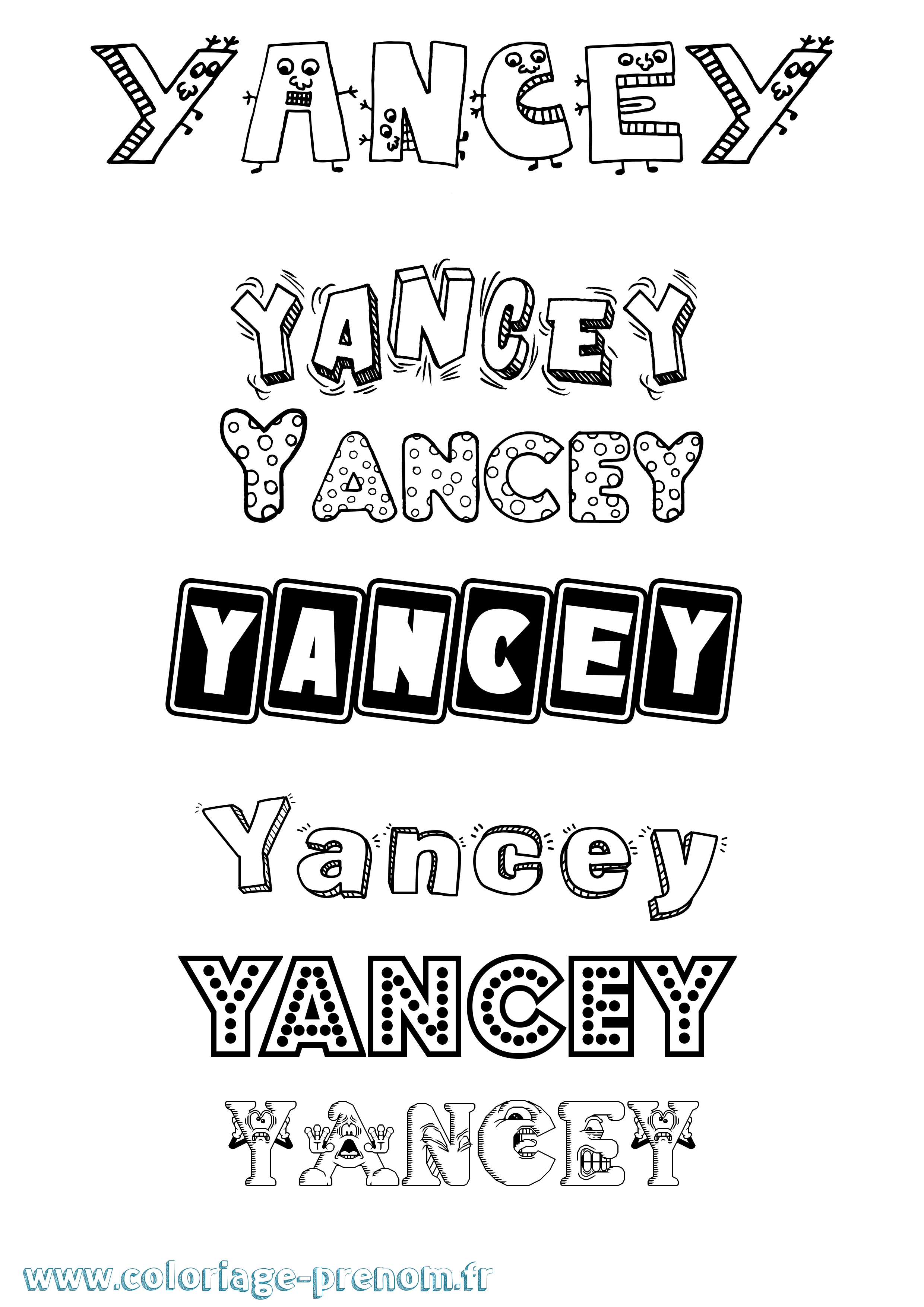 Coloriage Yancey Fun Coloriage prénom Yancey Fun