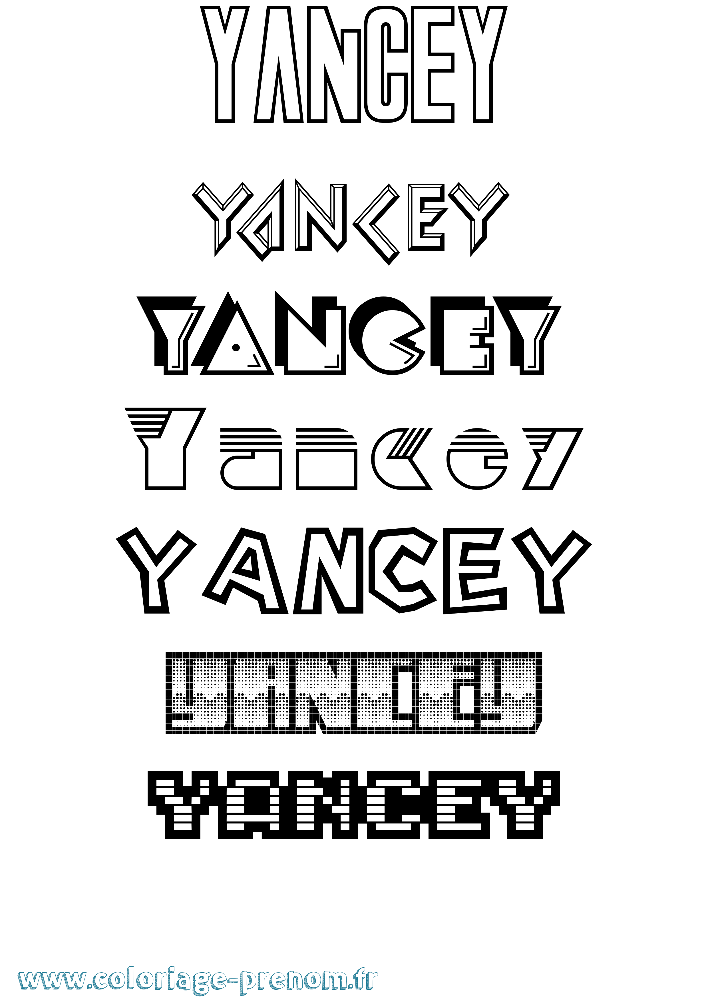 Coloriage Yancey Jeux Vidéos Coloriage prénom Yancey Jeux Vidéos