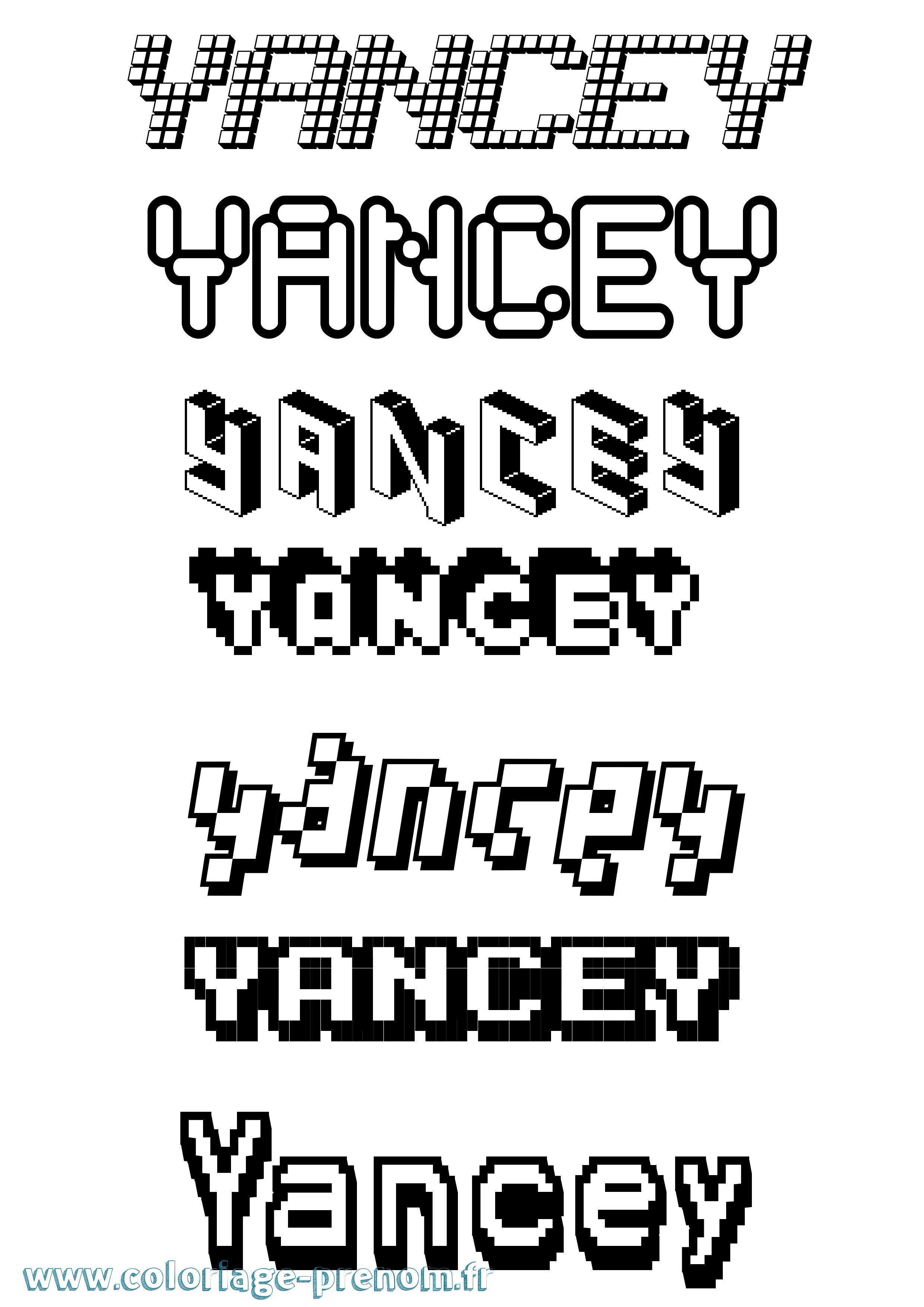 Coloriage Yancey Pixel Coloriage prénom Yancey Pixel