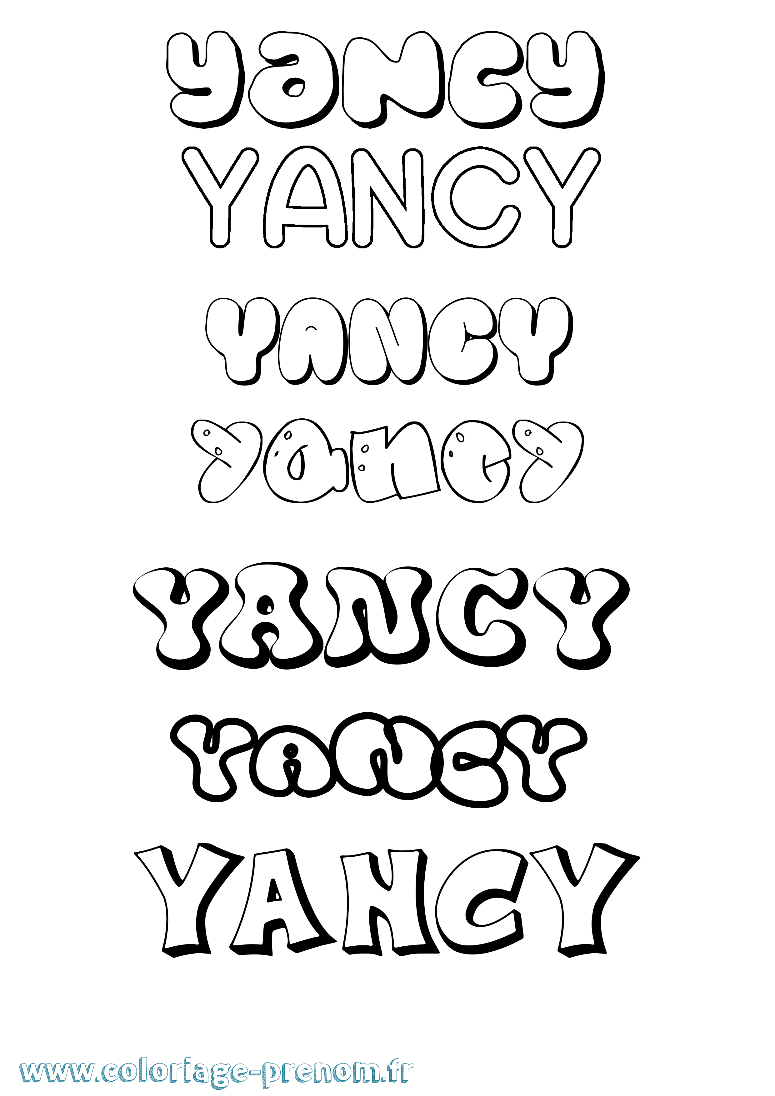 Coloriage Yancy Bubble Coloriage prénom Yancy Bubble