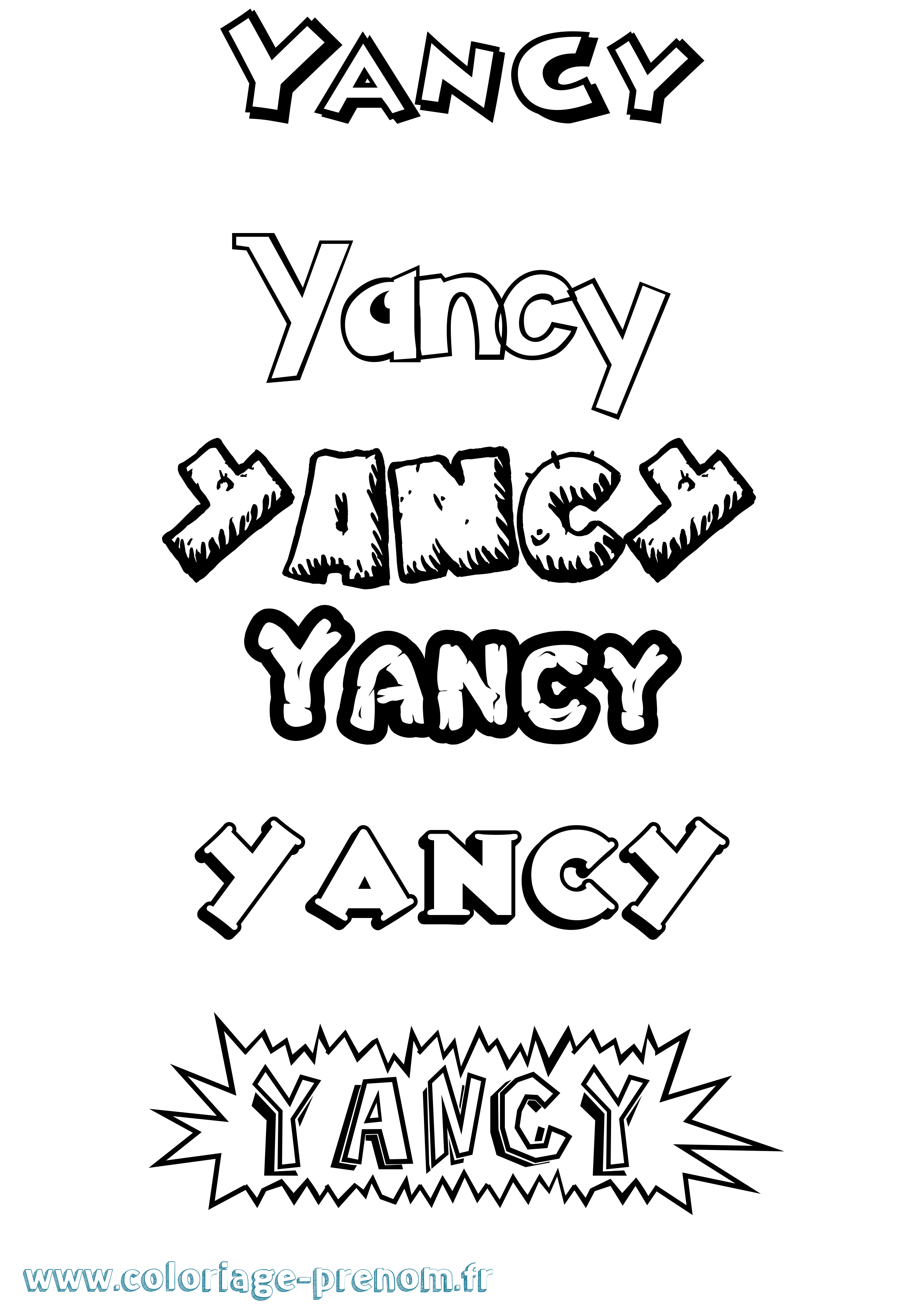 Coloriage Yancy Dessin Animé Coloriage prénom Yancy Dessin Animé