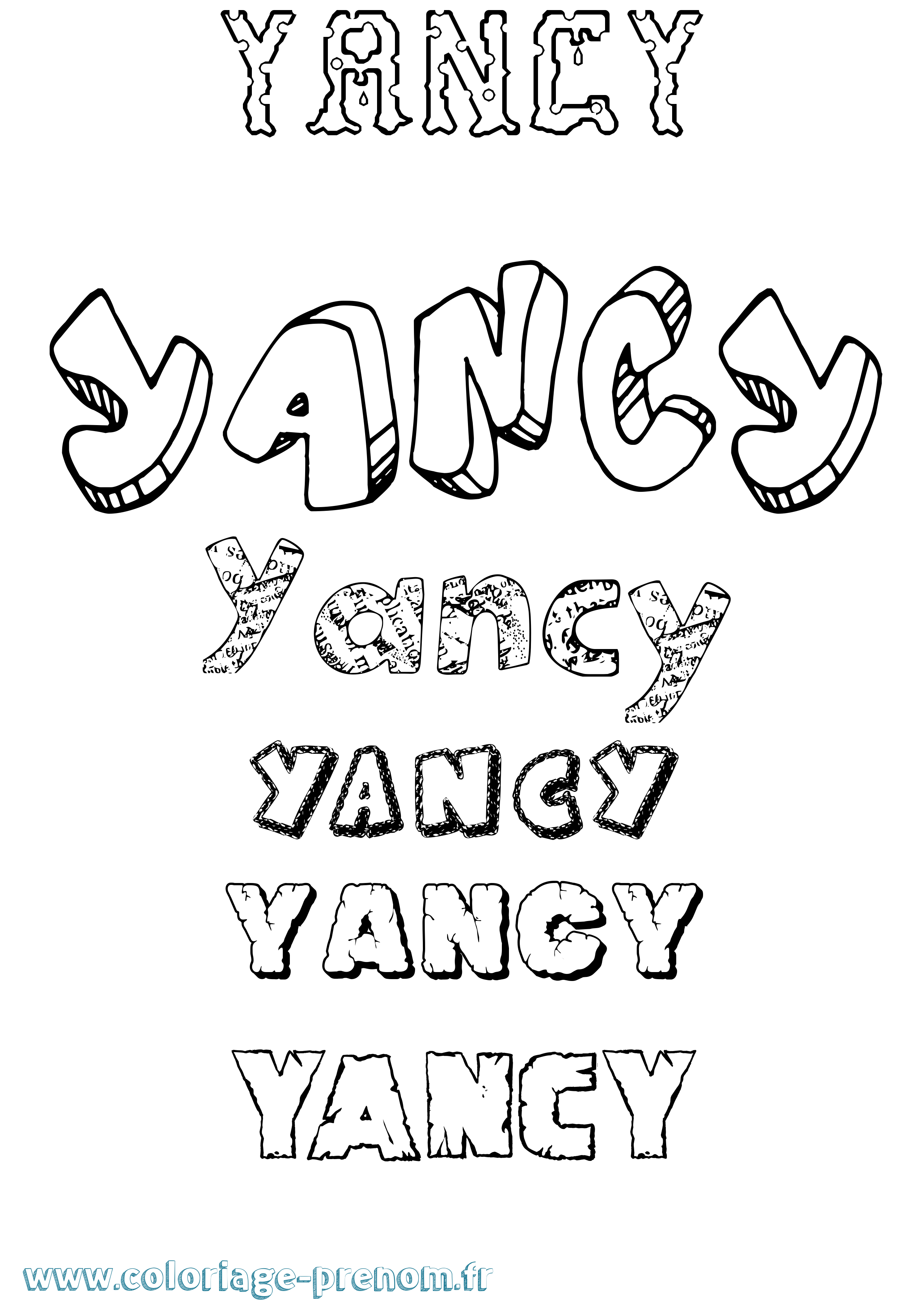 Coloriage Yancy Destructuré Coloriage prénom Yancy Destructuré