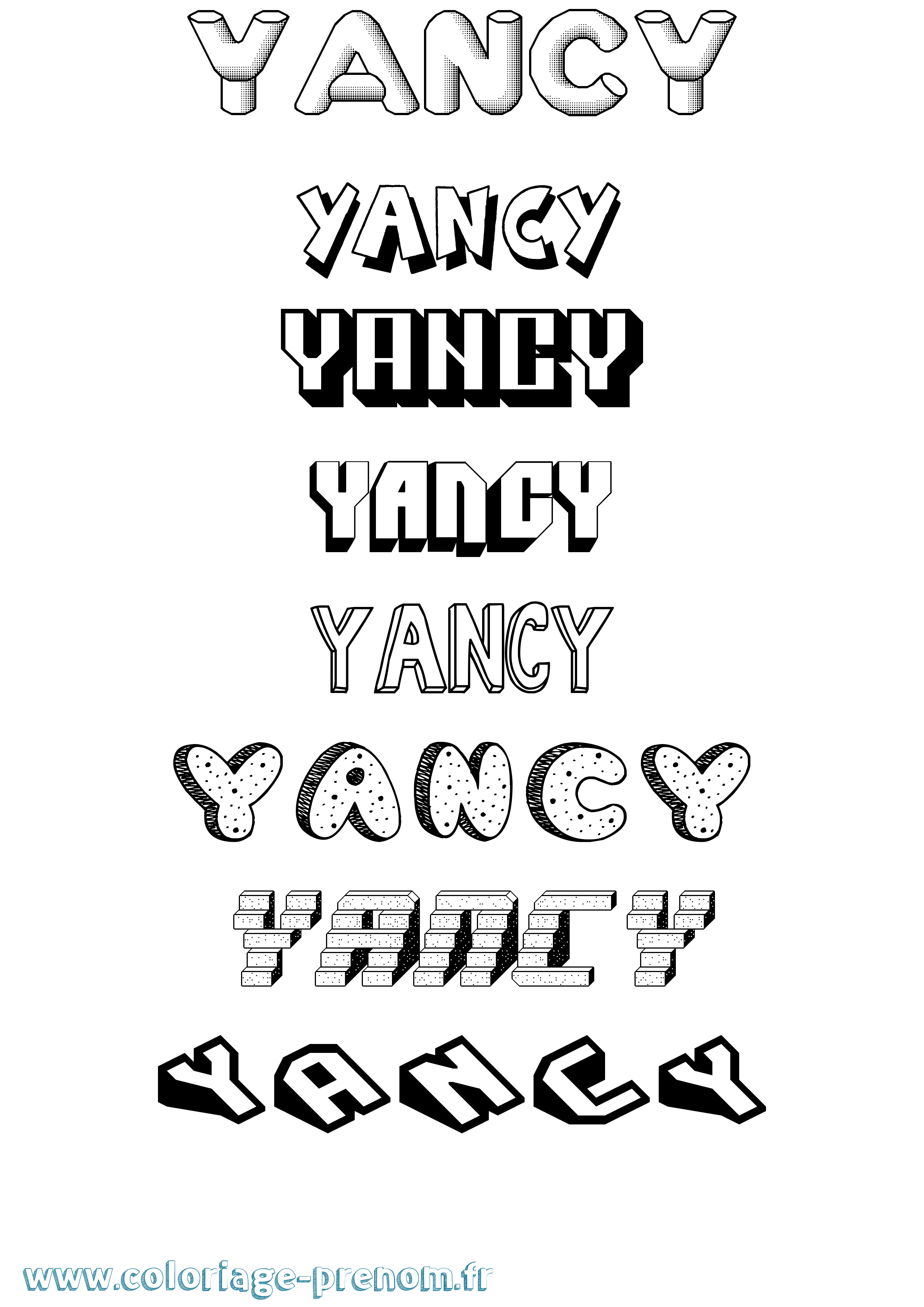 Coloriage Yancy Effet 3D Coloriage prénom Yancy Effet 3D