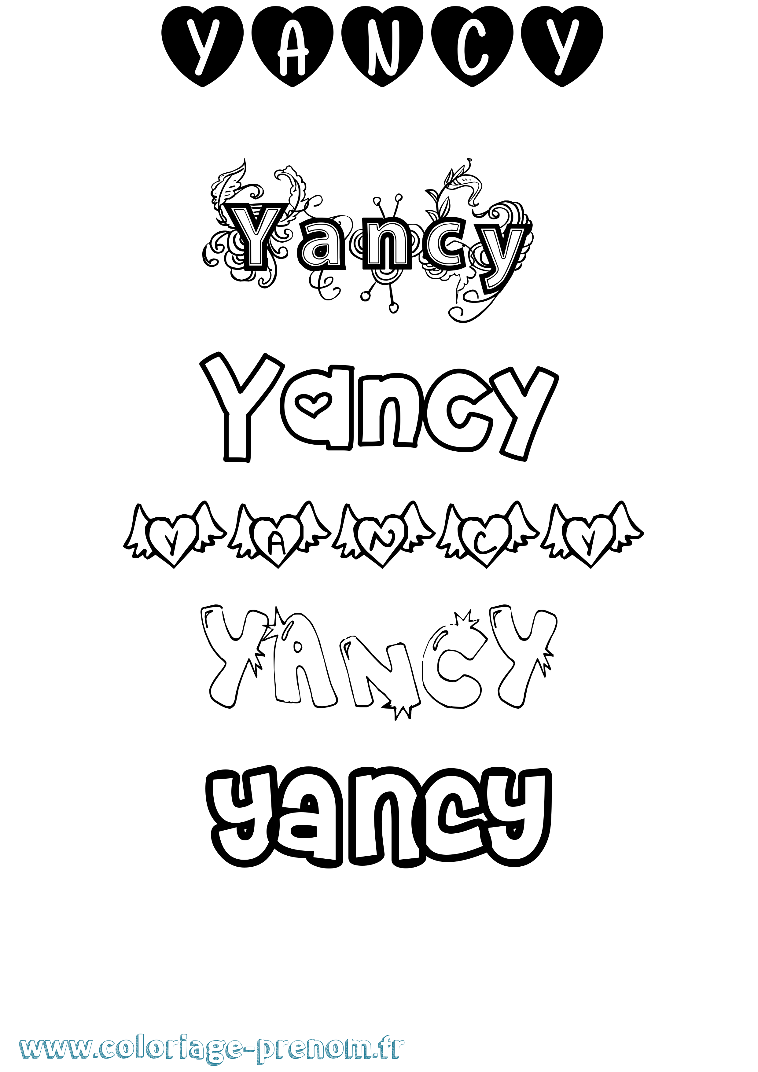 Coloriage Yancy Girly Coloriage prénom Yancy Girly