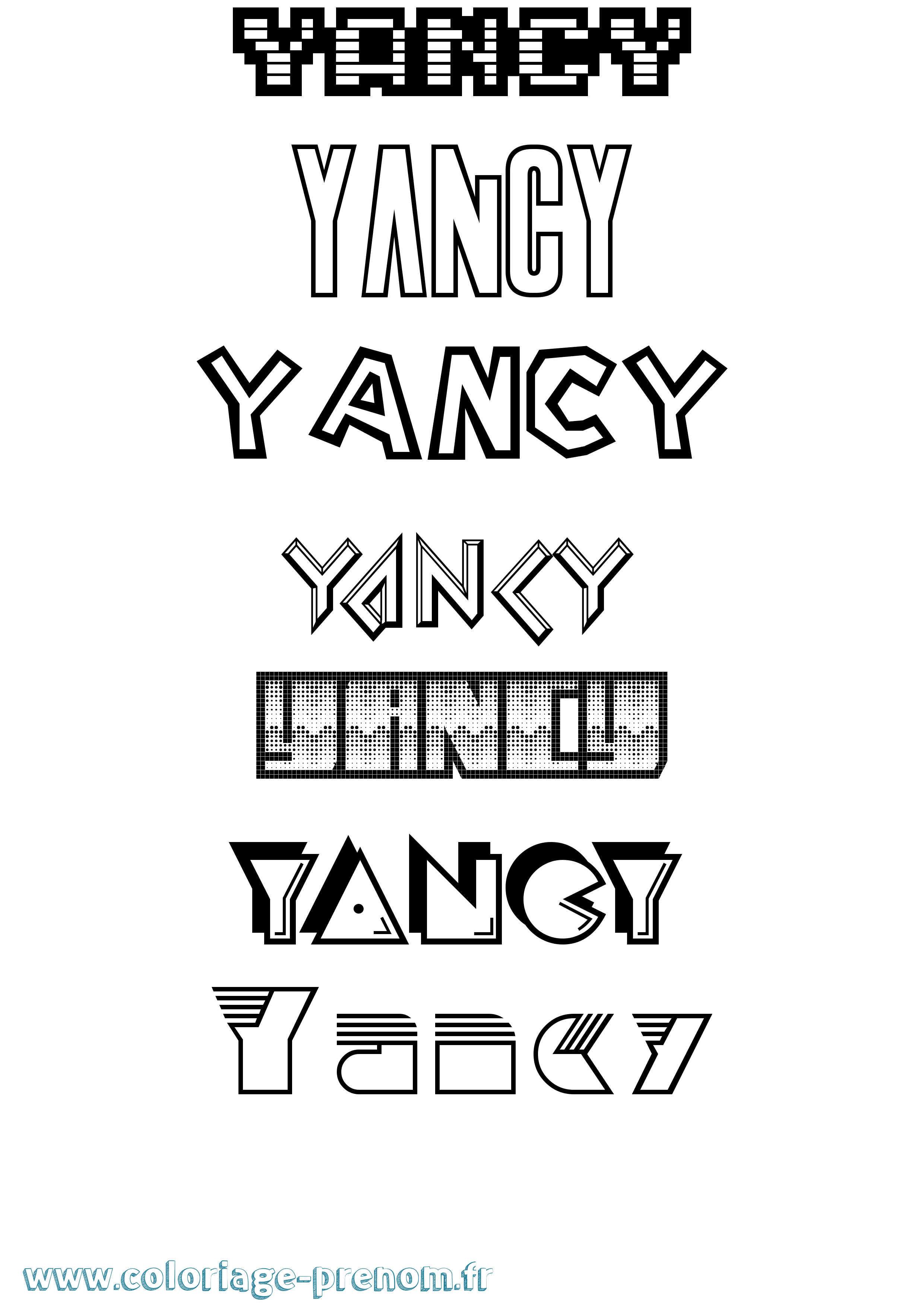 Coloriage Yancy Jeux Vidéos Coloriage prénom Yancy Jeux Vidéos
