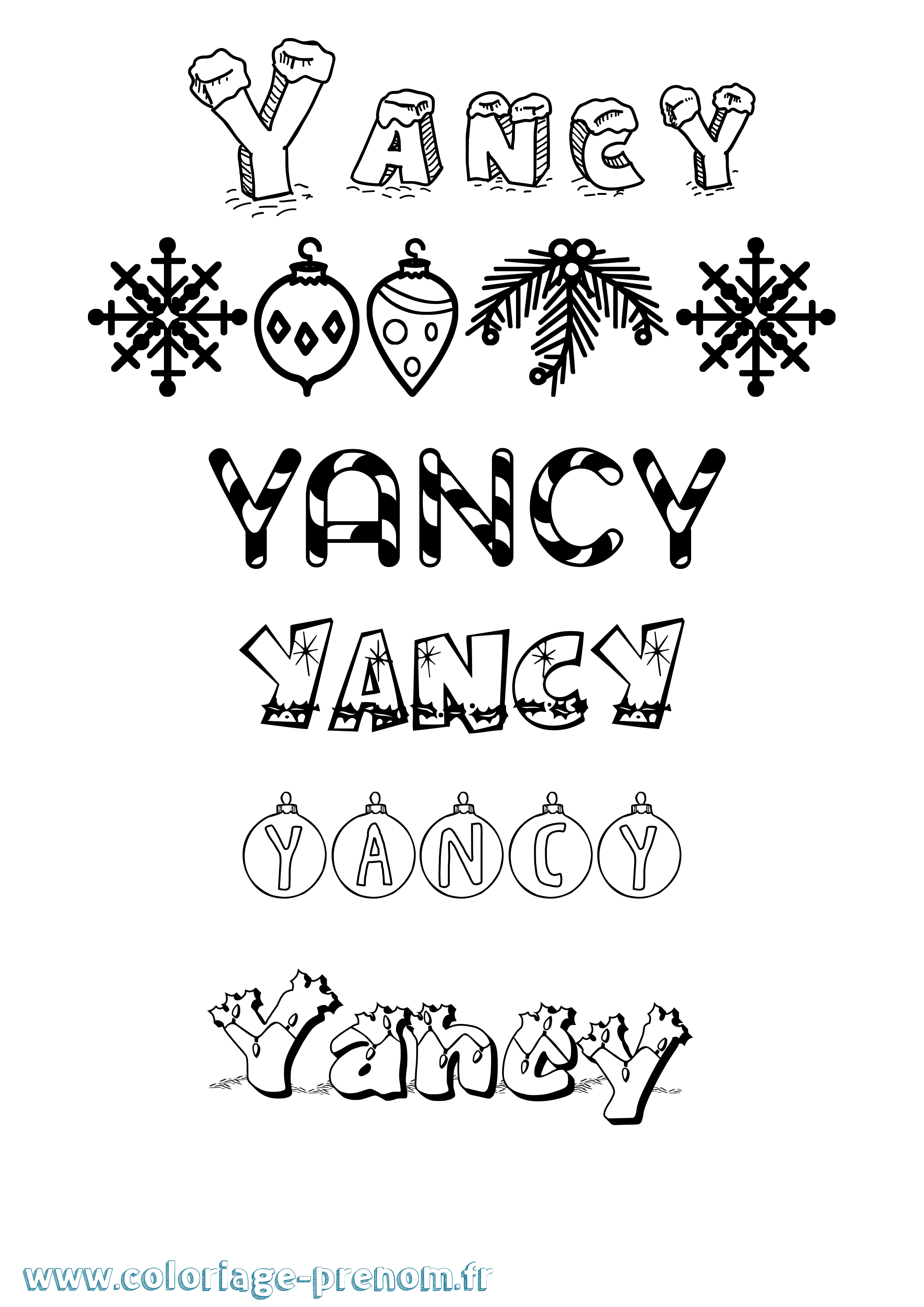 Coloriage Yancy Noël Coloriage prénom Yancy Noël