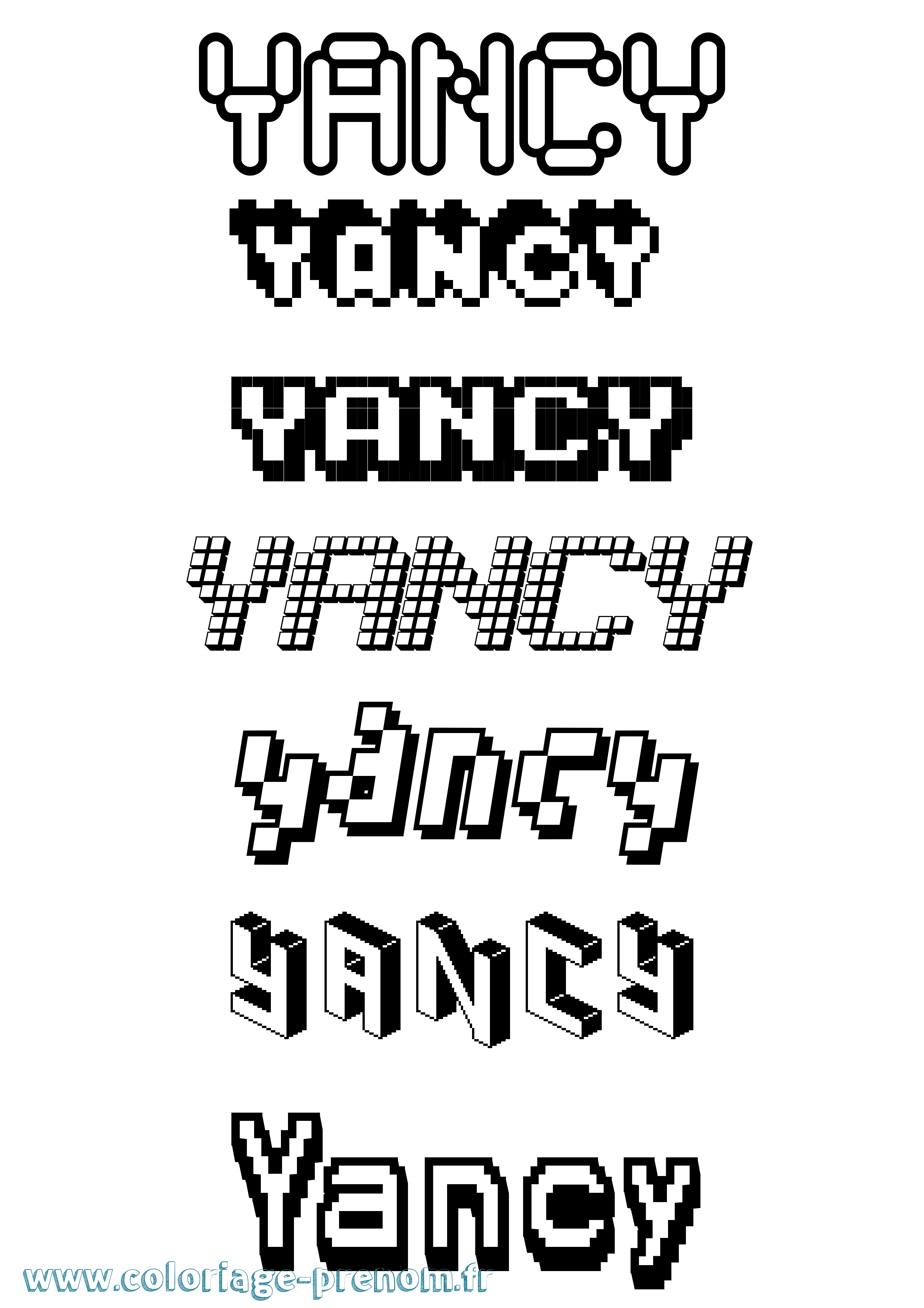 Coloriage Yancy Pixel Coloriage prénom Yancy Pixel