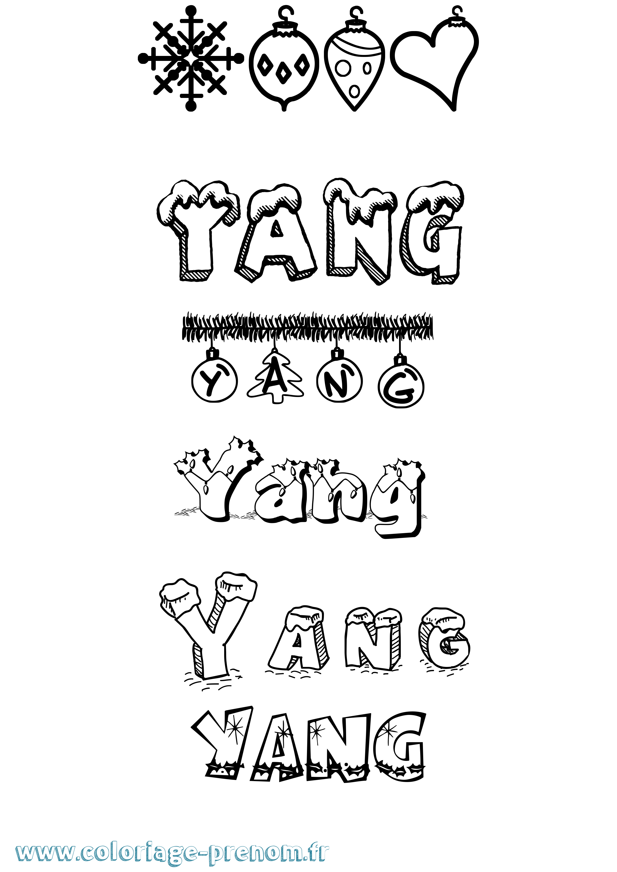 Coloriage Yang Noël Coloriage prénom Yang Noël