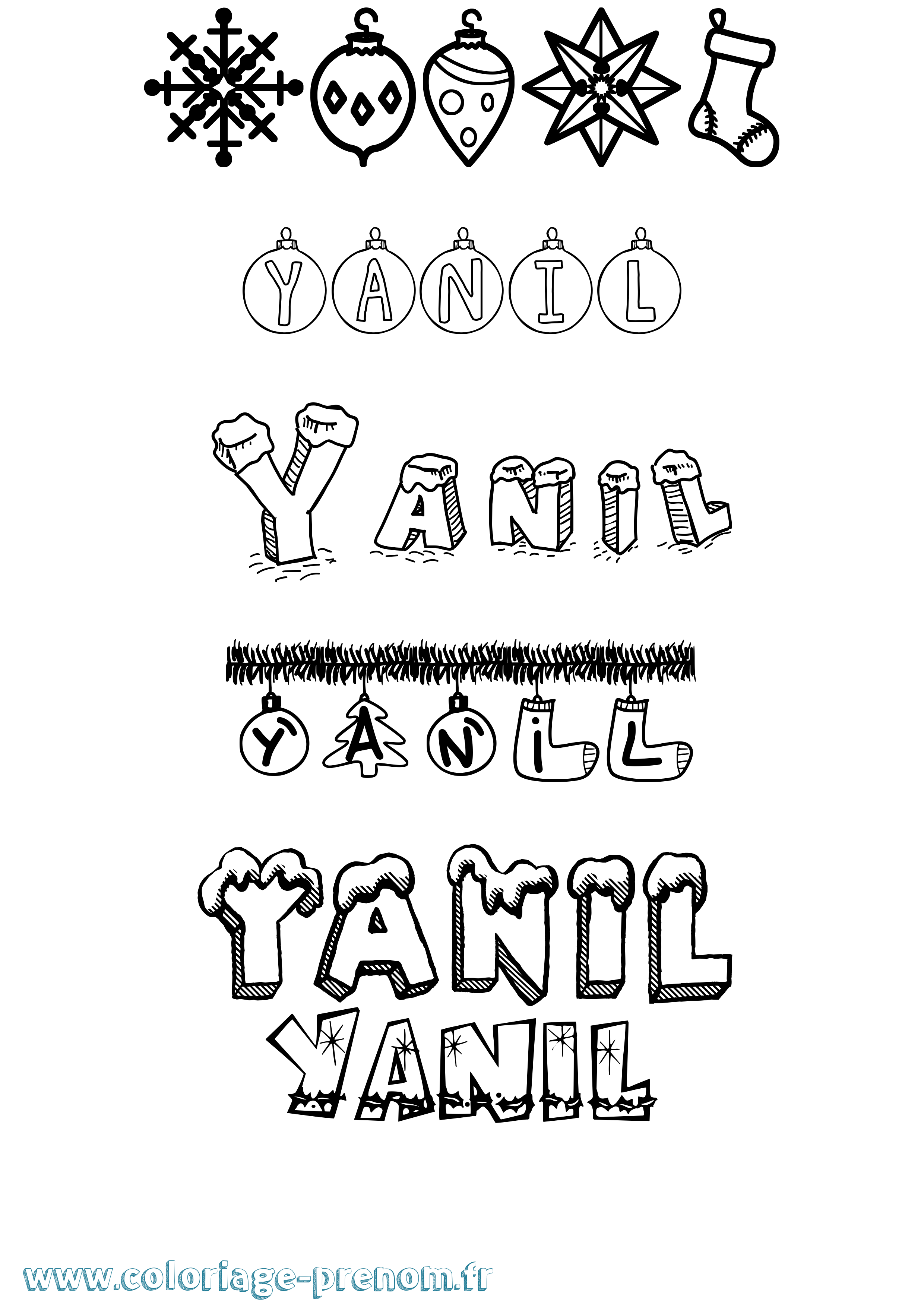Coloriage Yanil Noël Coloriage prénom Yanil Noël