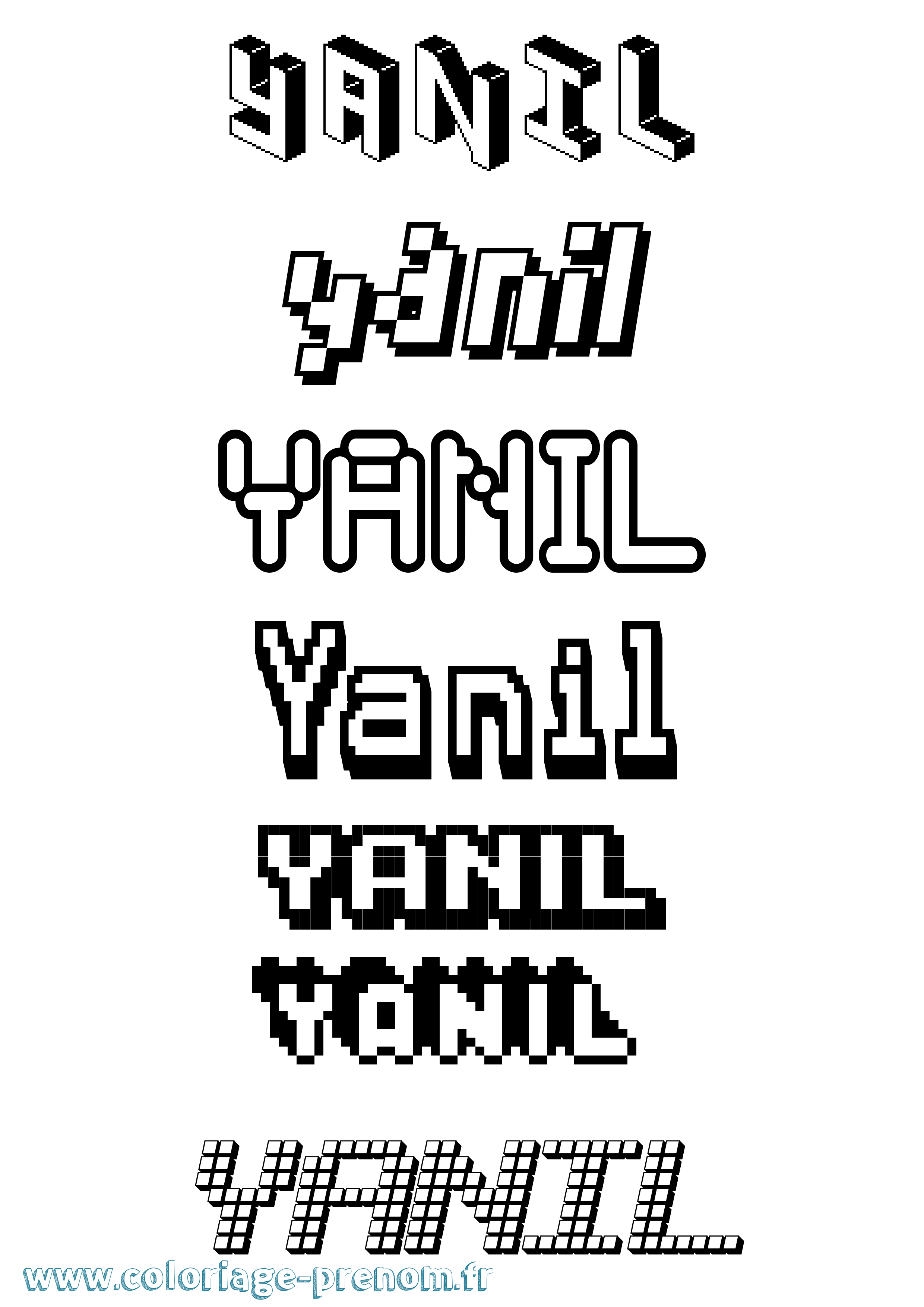 Coloriage Yanil Pixel Coloriage prénom Yanil Pixel