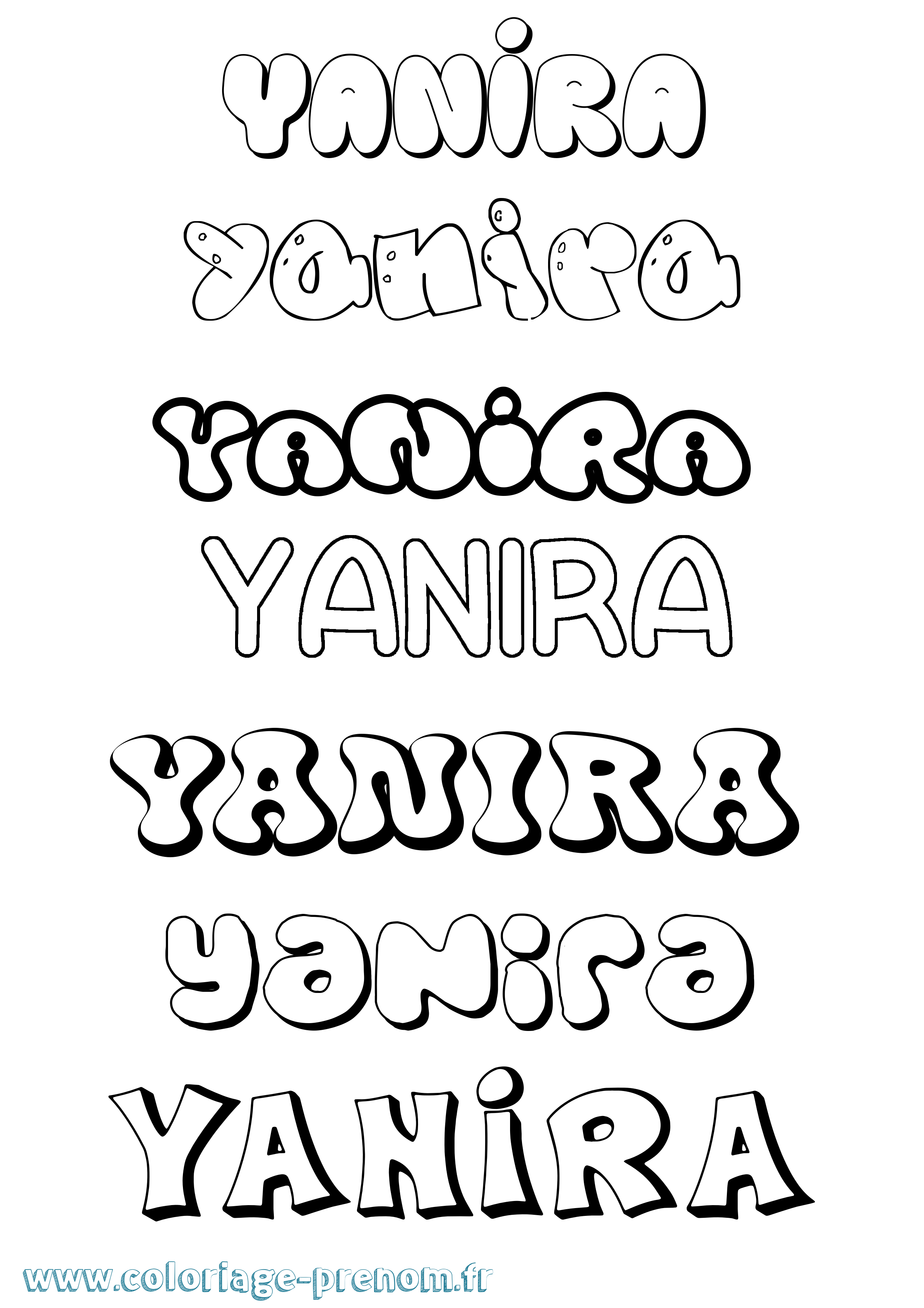 Coloriage Yanira Bubble Coloriage prénom Yanira Bubble