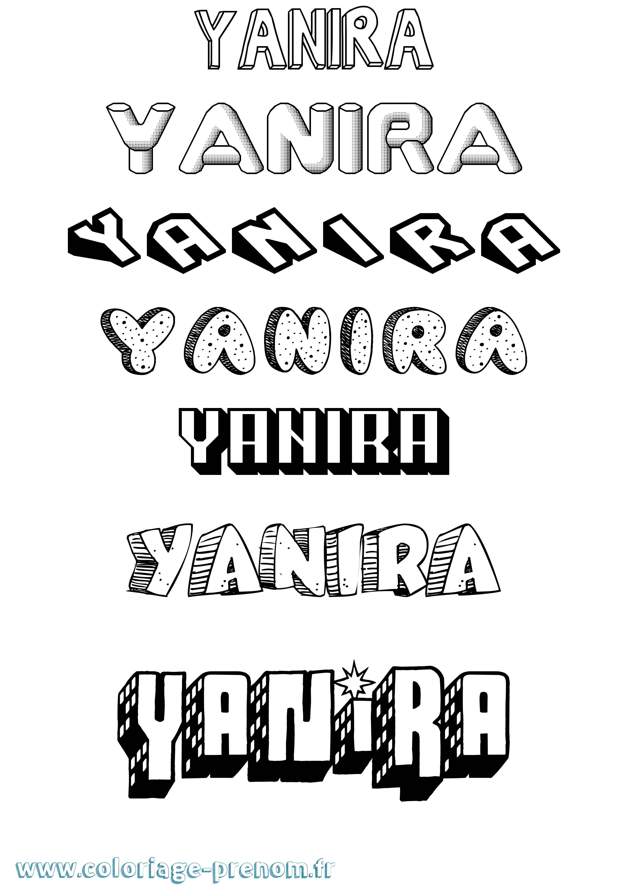 Coloriage Yanira Effet 3D Coloriage prénom Yanira Effet 3D