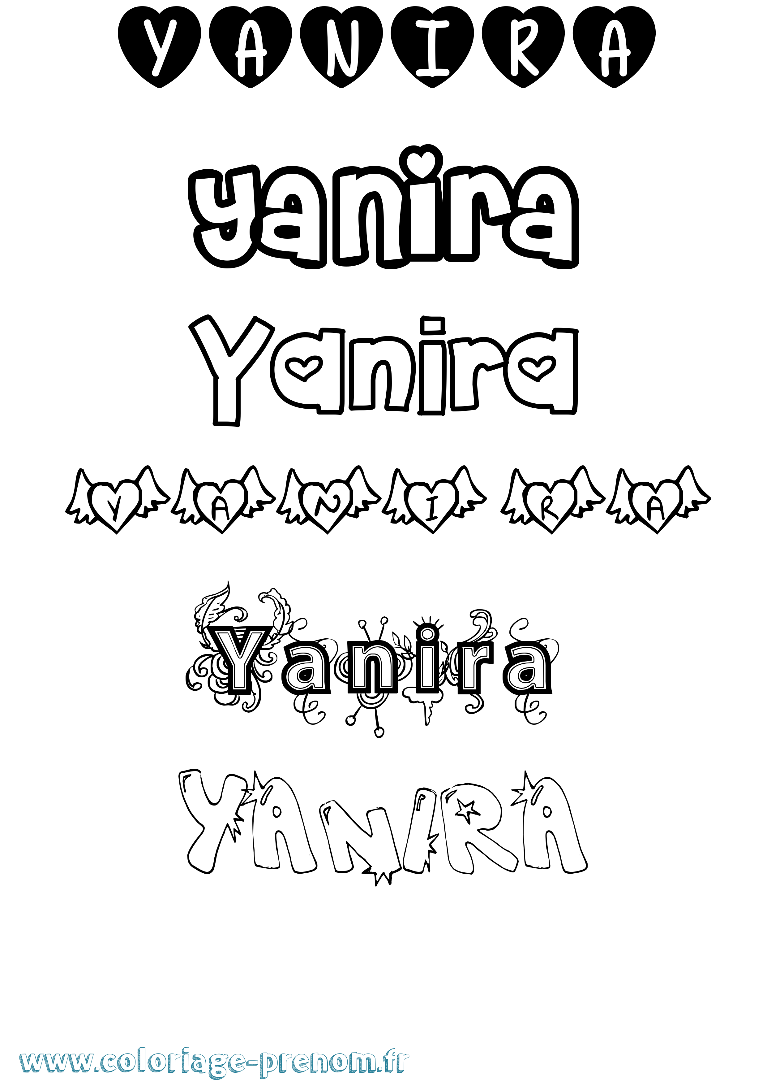Coloriage Yanira Girly Coloriage prénom Yanira Girly
