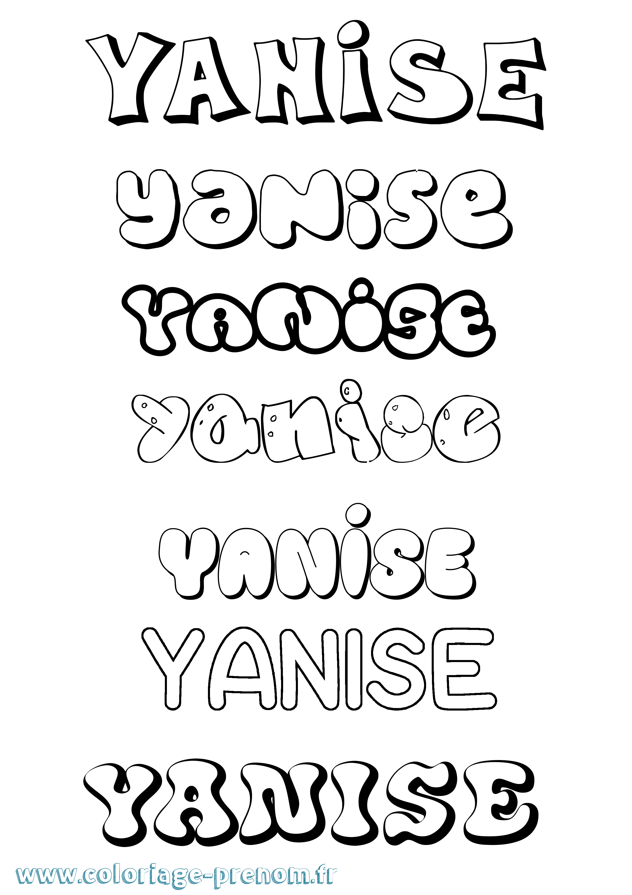 Coloriage Yanise Bubble Coloriage prénom Yanise Bubble