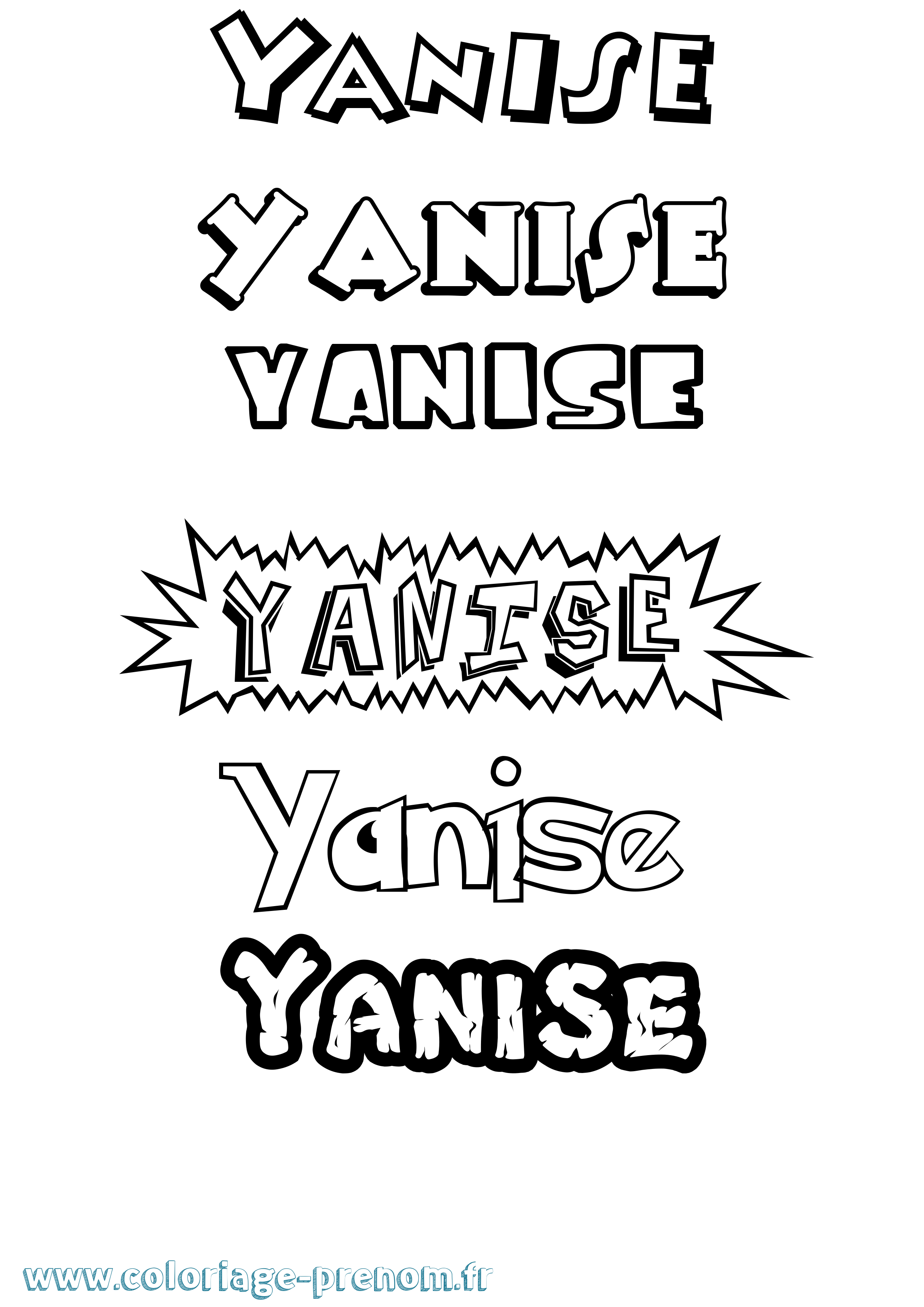 Coloriage Yanise Dessin Animé Coloriage prénom Yanise Dessin Animé