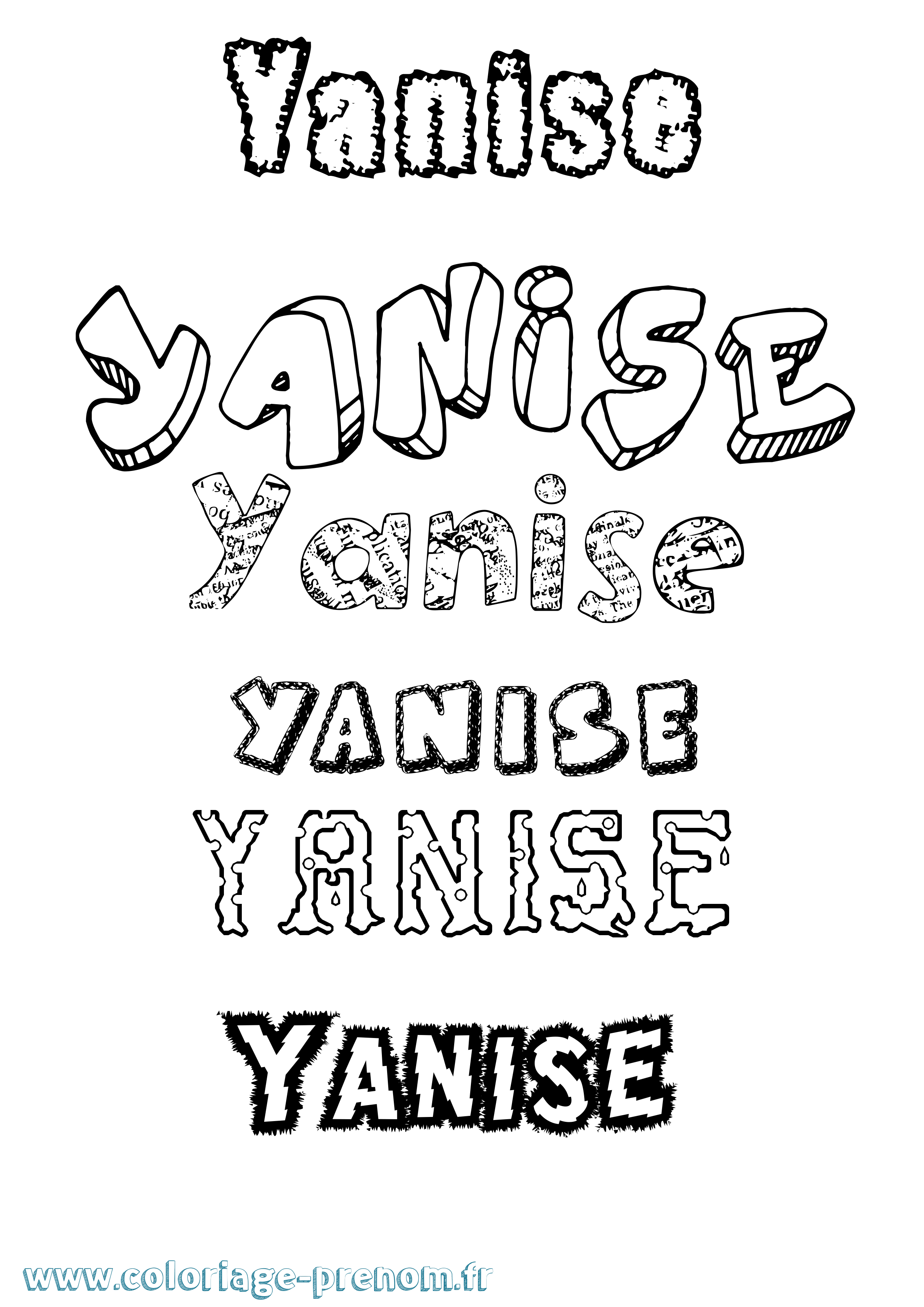 Coloriage Yanise Destructuré Coloriage prénom Yanise Destructuré