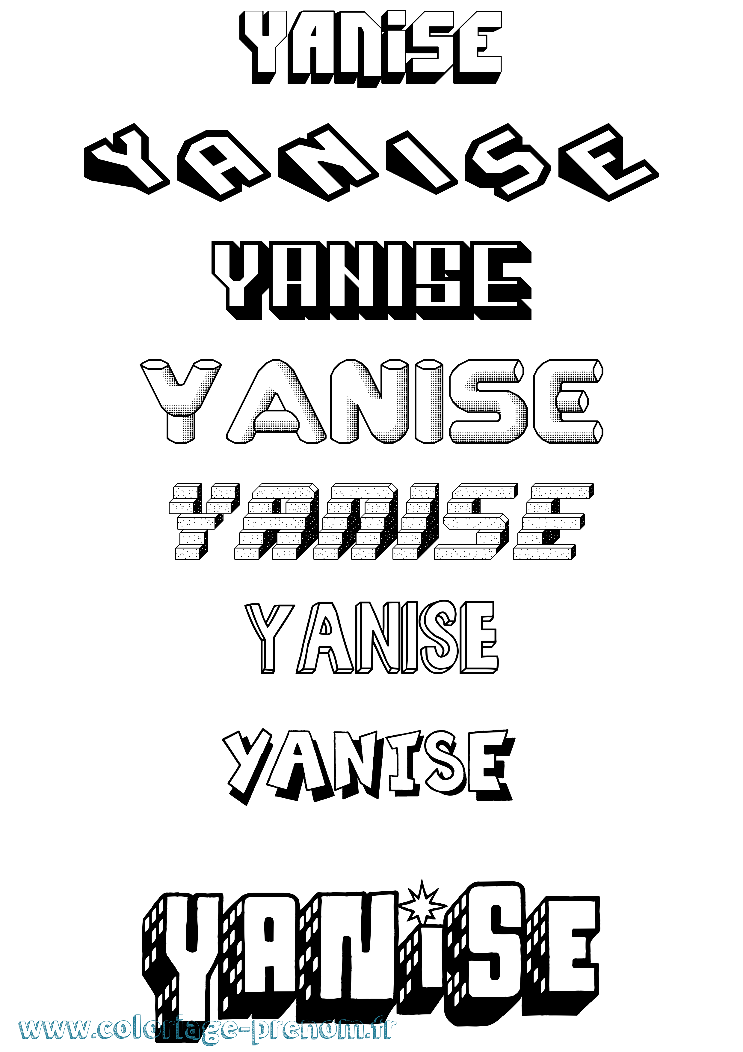 Coloriage Yanise Effet 3D Coloriage prénom Yanise Effet 3D