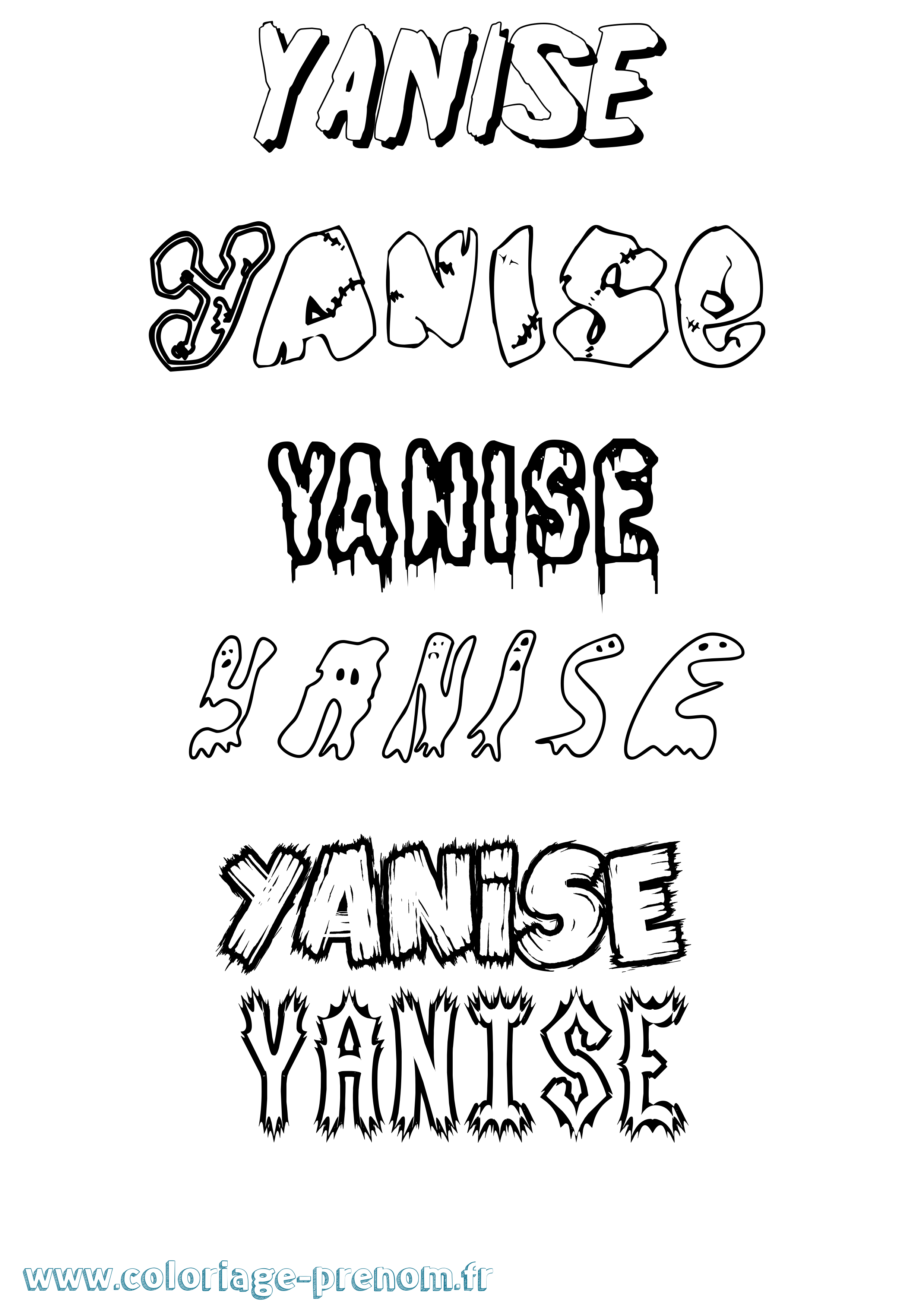 Coloriage Yanise Frisson Coloriage prénom Yanise Frisson