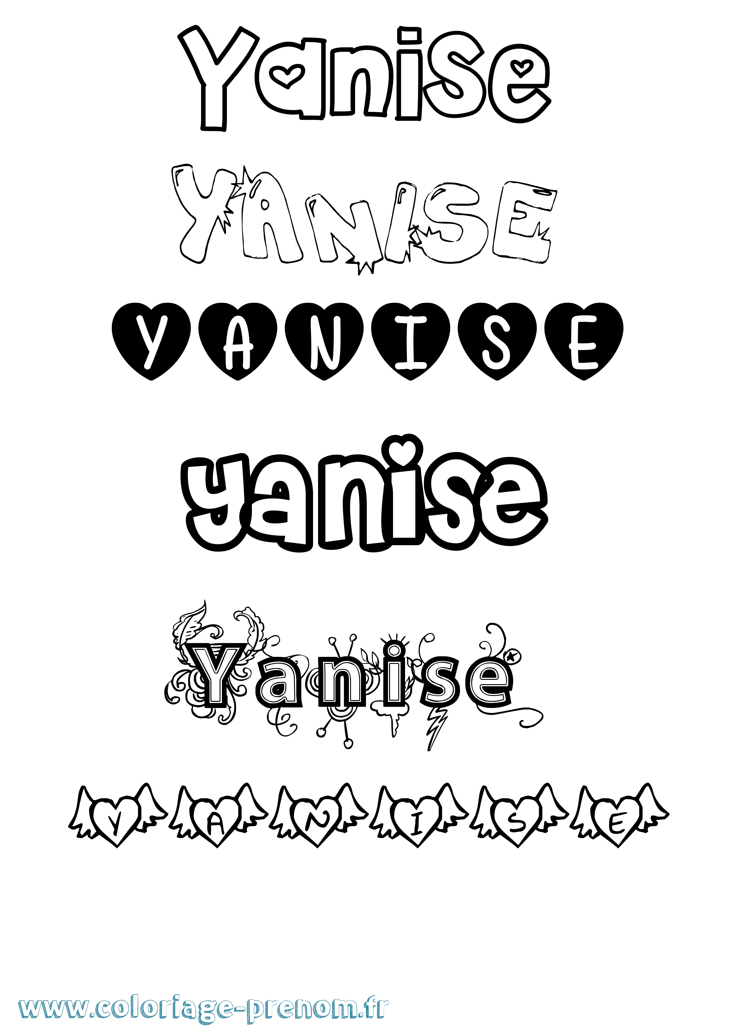 Coloriage Yanise Girly Coloriage prénom Yanise Girly