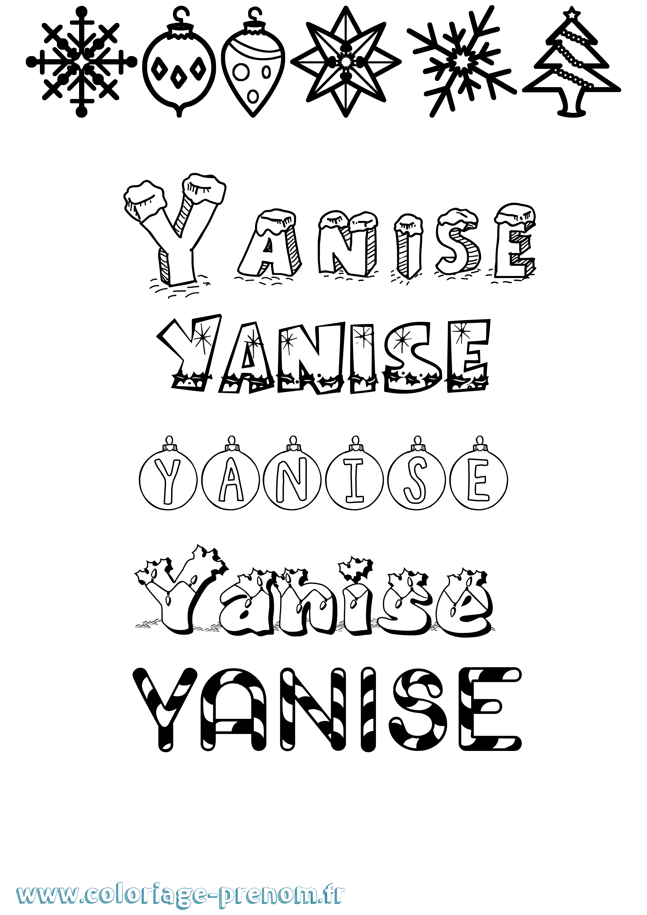 Coloriage Yanise Noël Coloriage prénom Yanise Noël