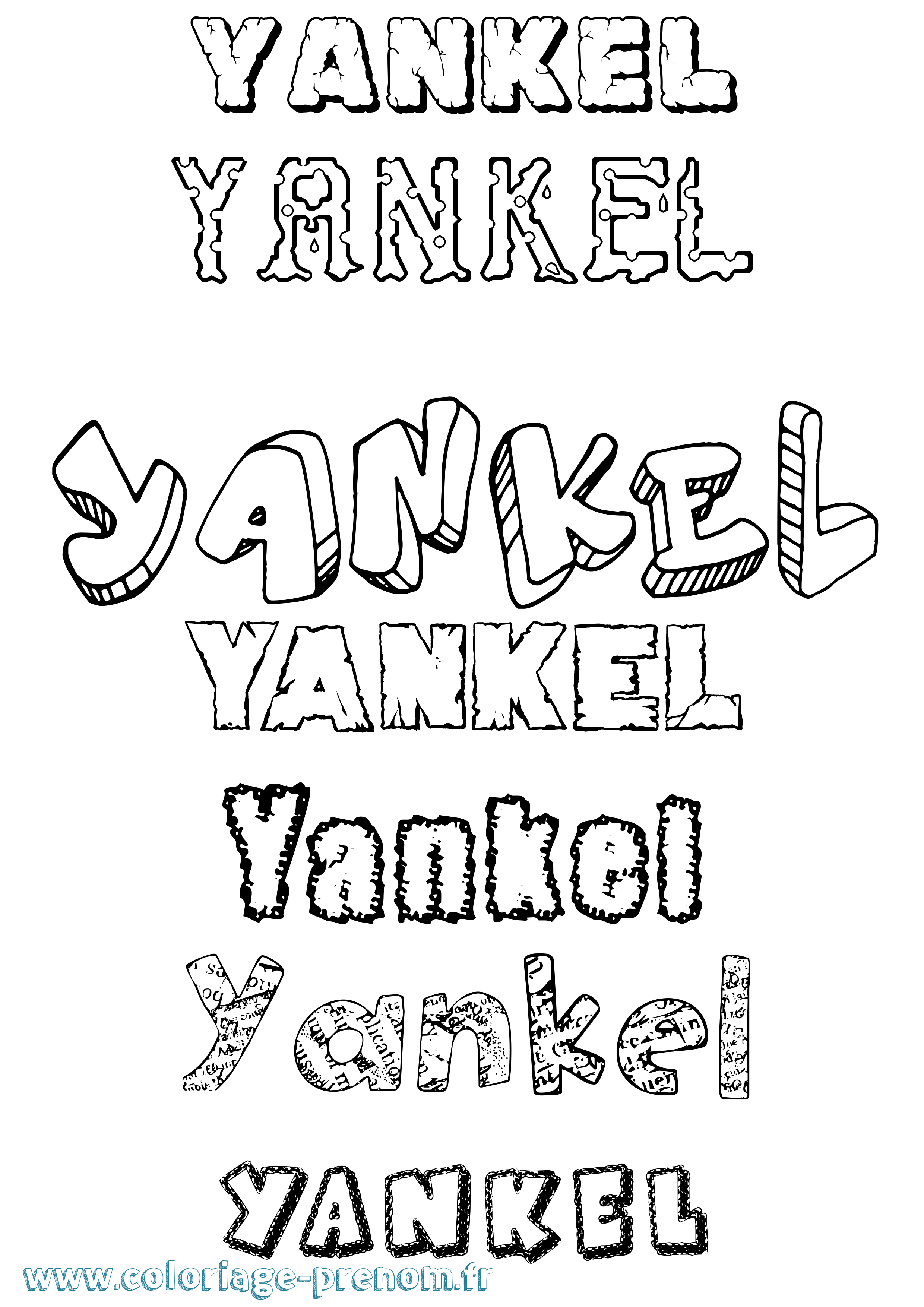 Coloriage Yankel Destructuré Coloriage prénom Yankel Destructuré
