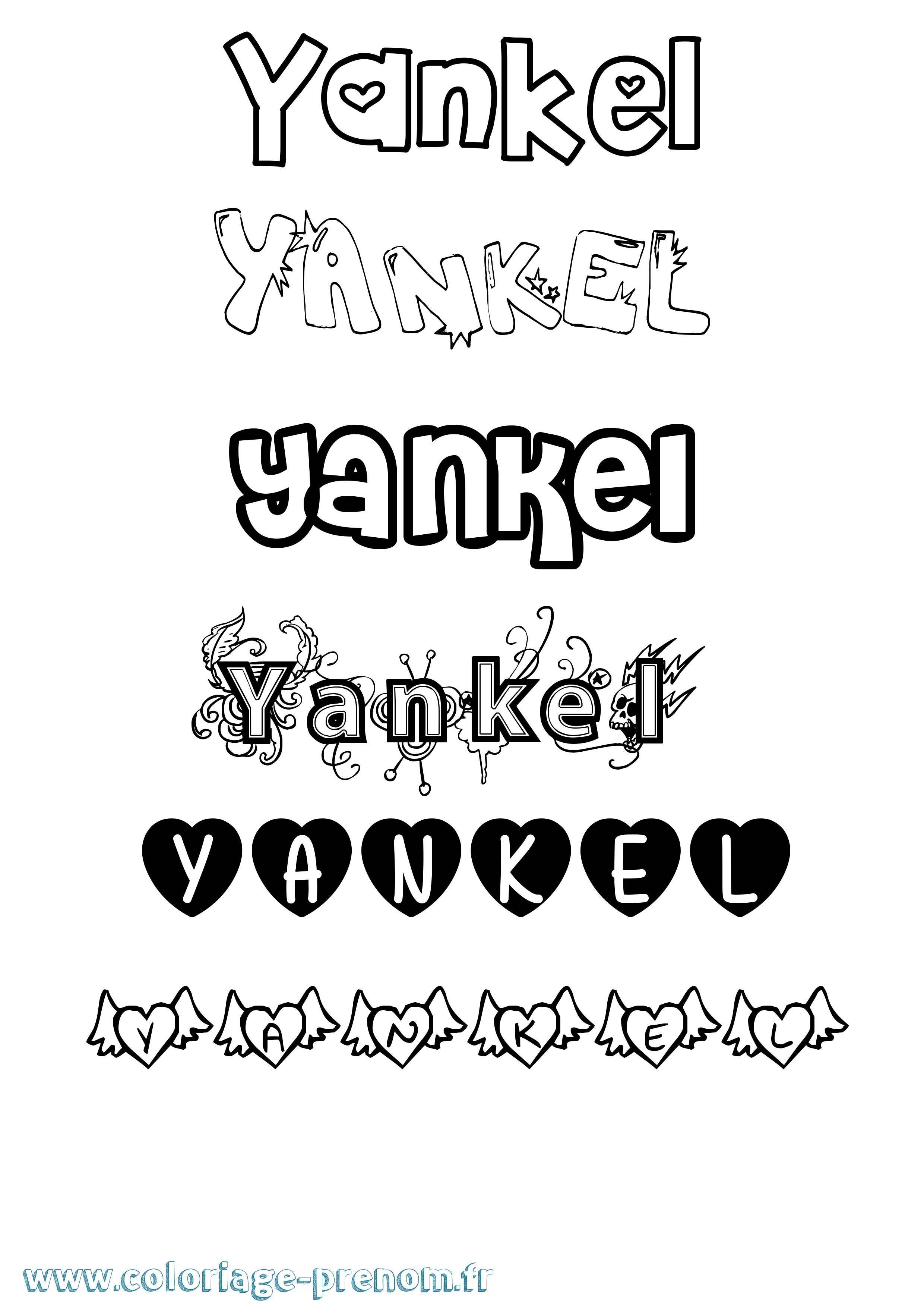 Coloriage Yankel Girly Coloriage prénom Yankel Girly