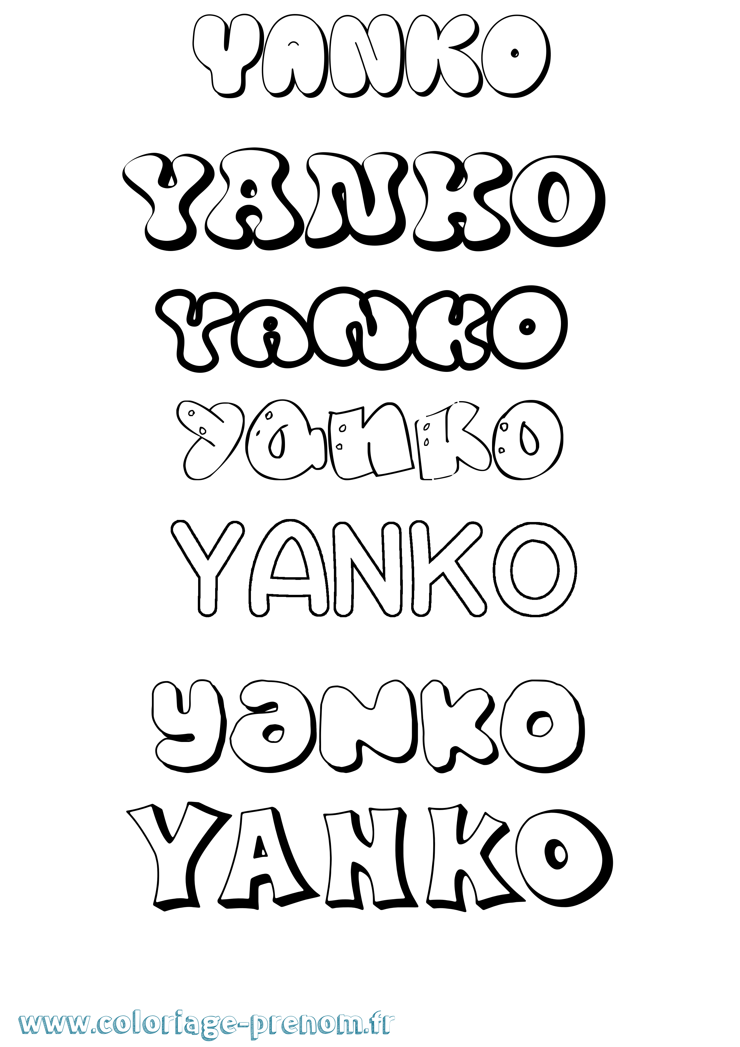 Coloriage Yanko Bubble Coloriage prénom Yanko Bubble