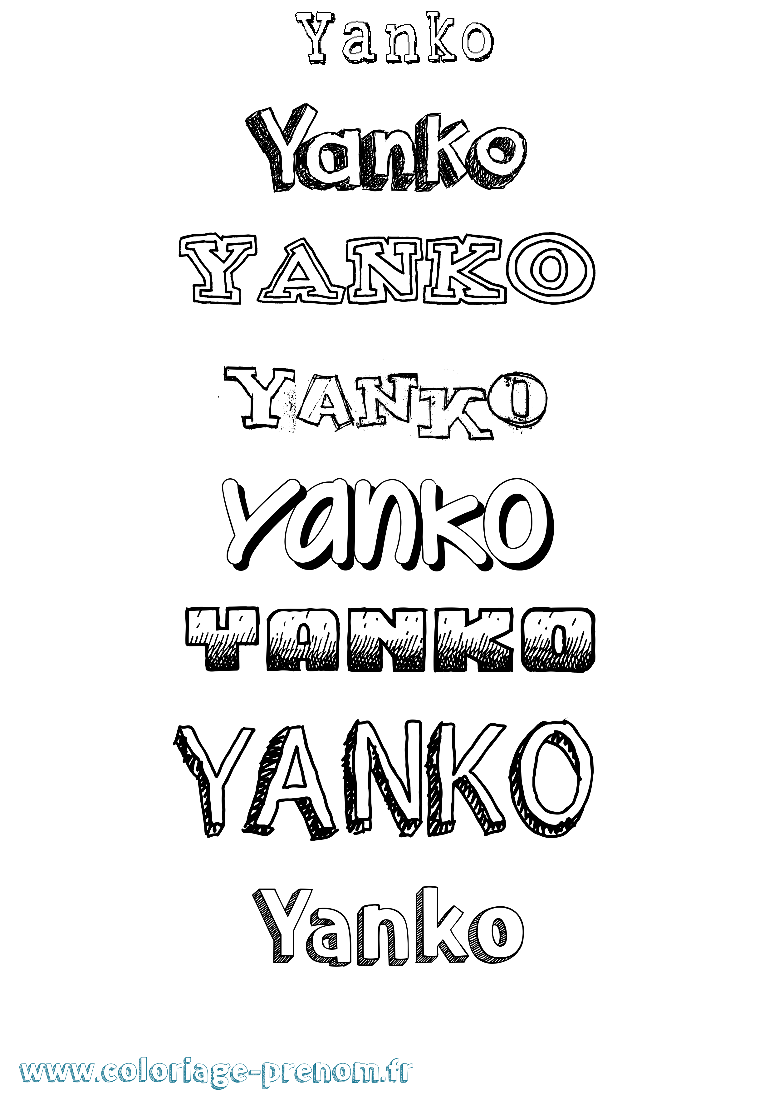 Coloriage Yanko Dessiné Coloriage prénom Yanko Dessiné