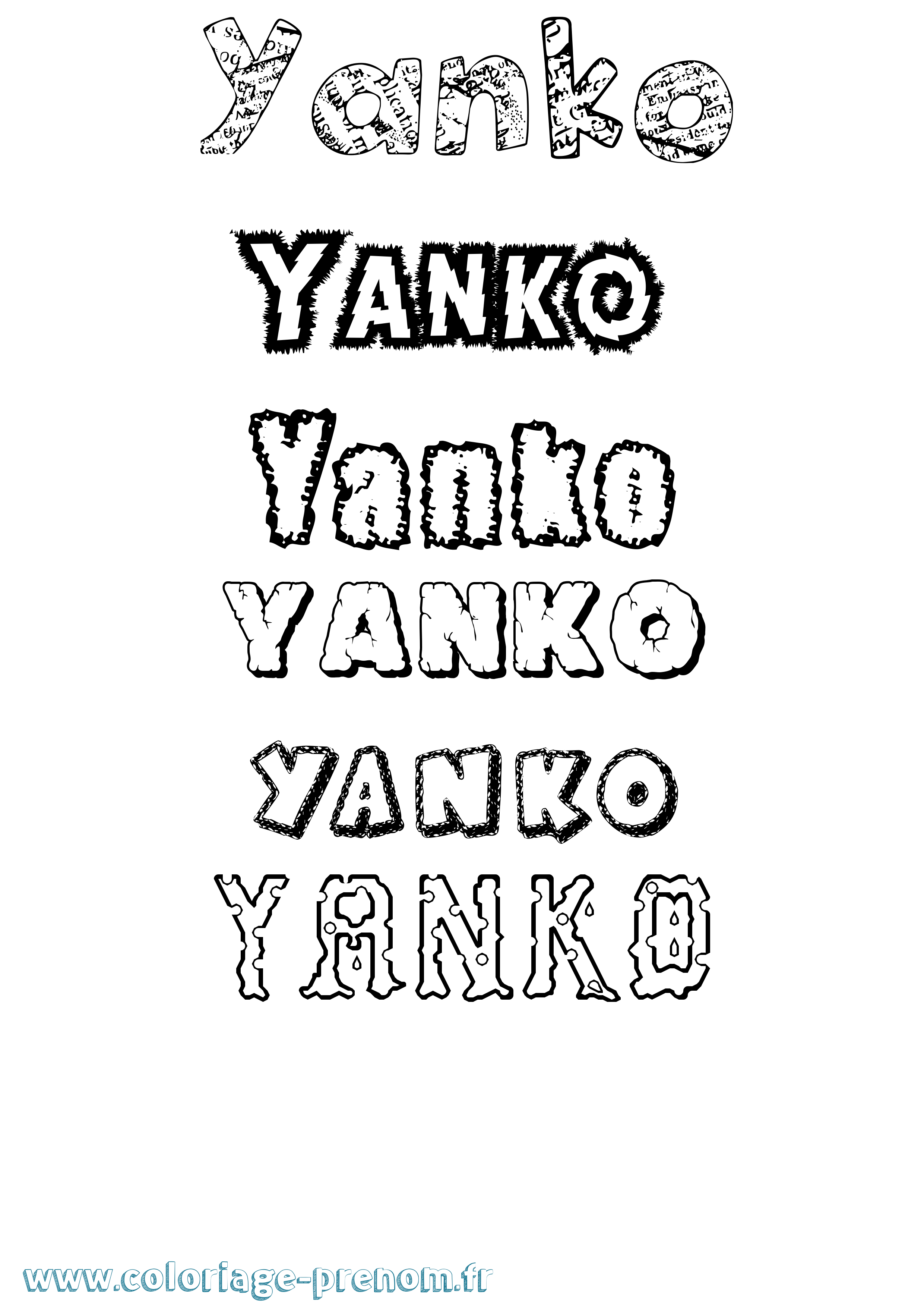 Coloriage Yanko Destructuré Coloriage prénom Yanko Destructuré