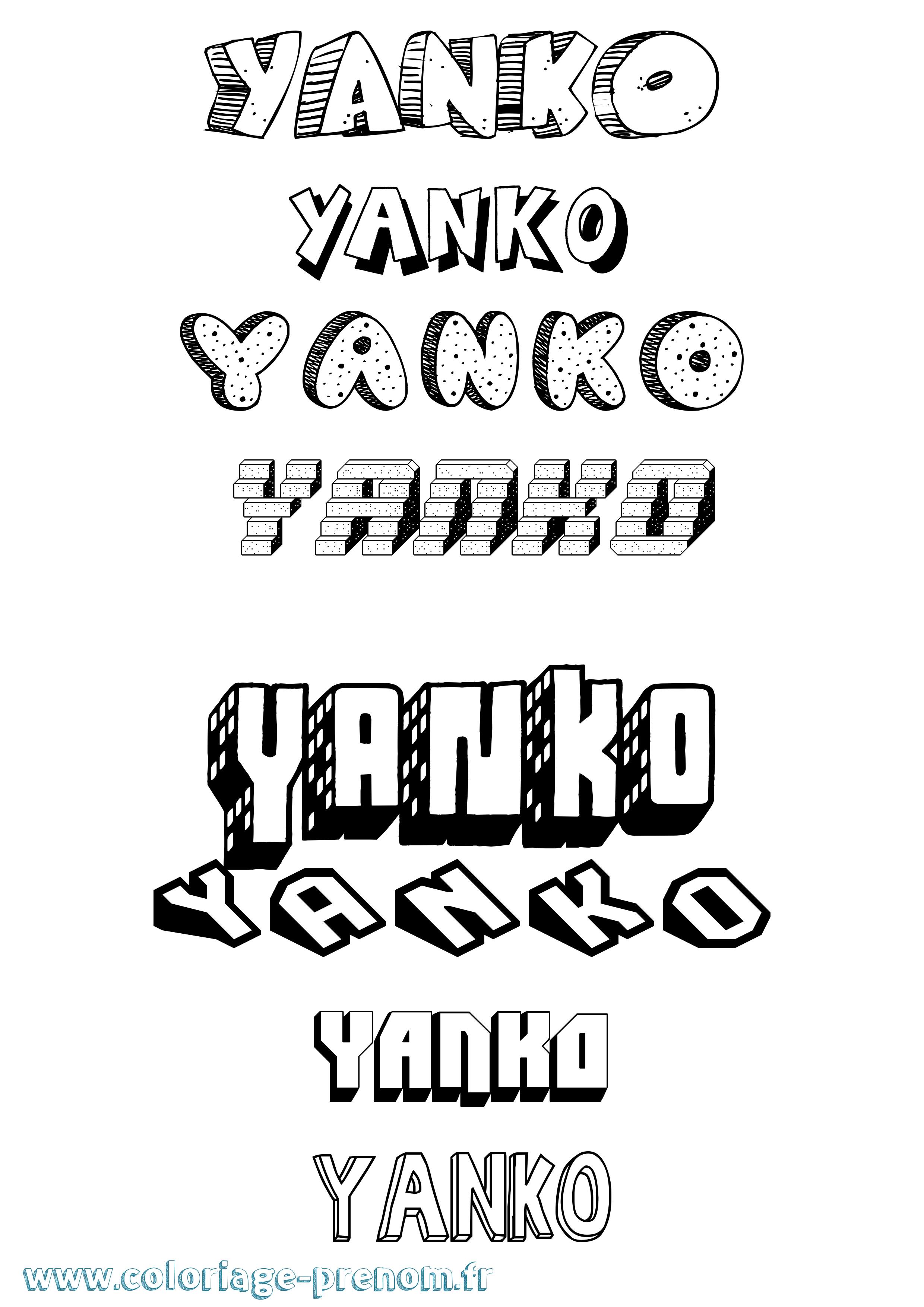 Coloriage Yanko Effet 3D Coloriage prénom Yanko Effet 3D