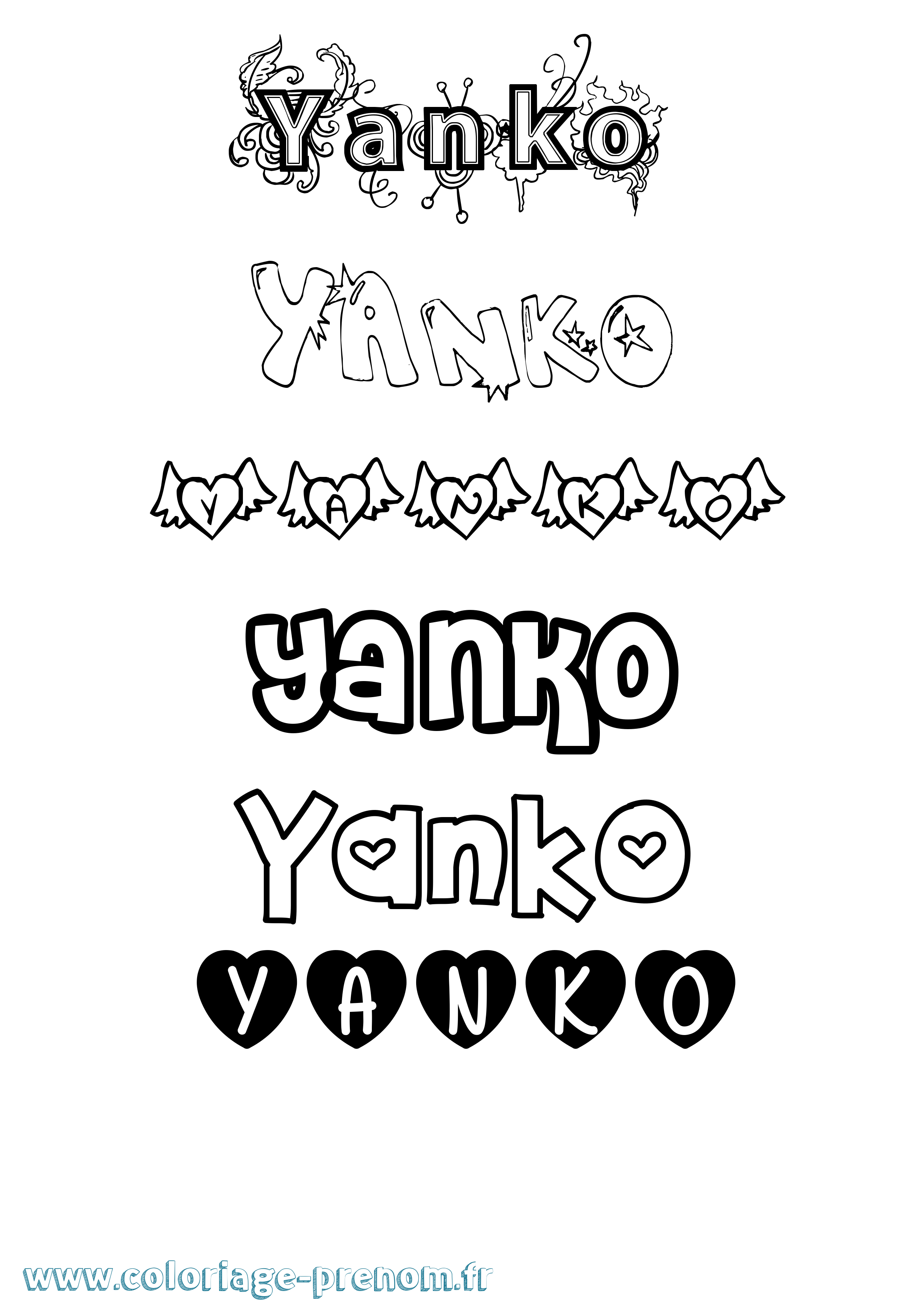 Coloriage Yanko Girly Coloriage prénom Yanko Girly