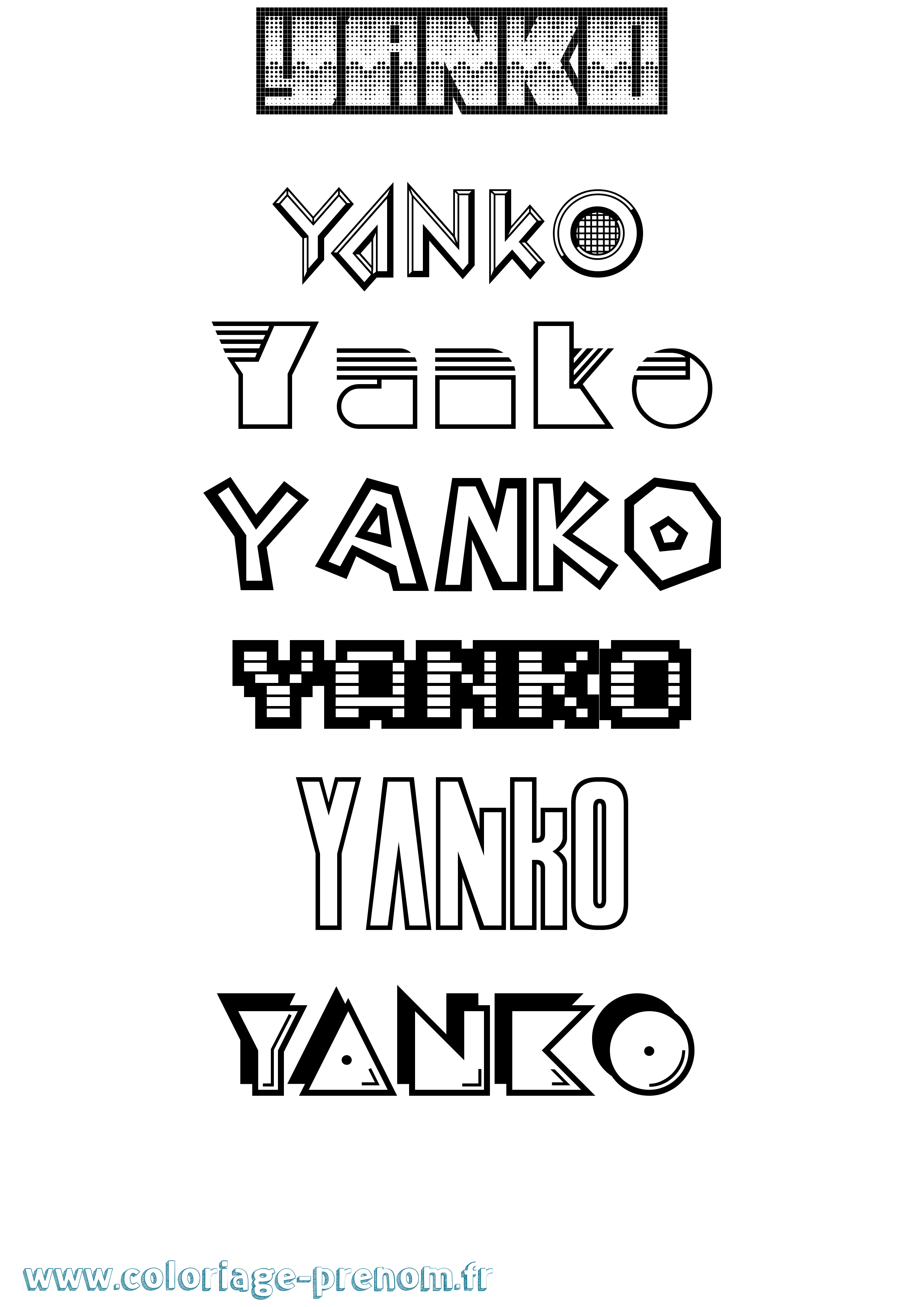 Coloriage Yanko Jeux Vidéos Coloriage prénom Yanko Jeux Vidéos