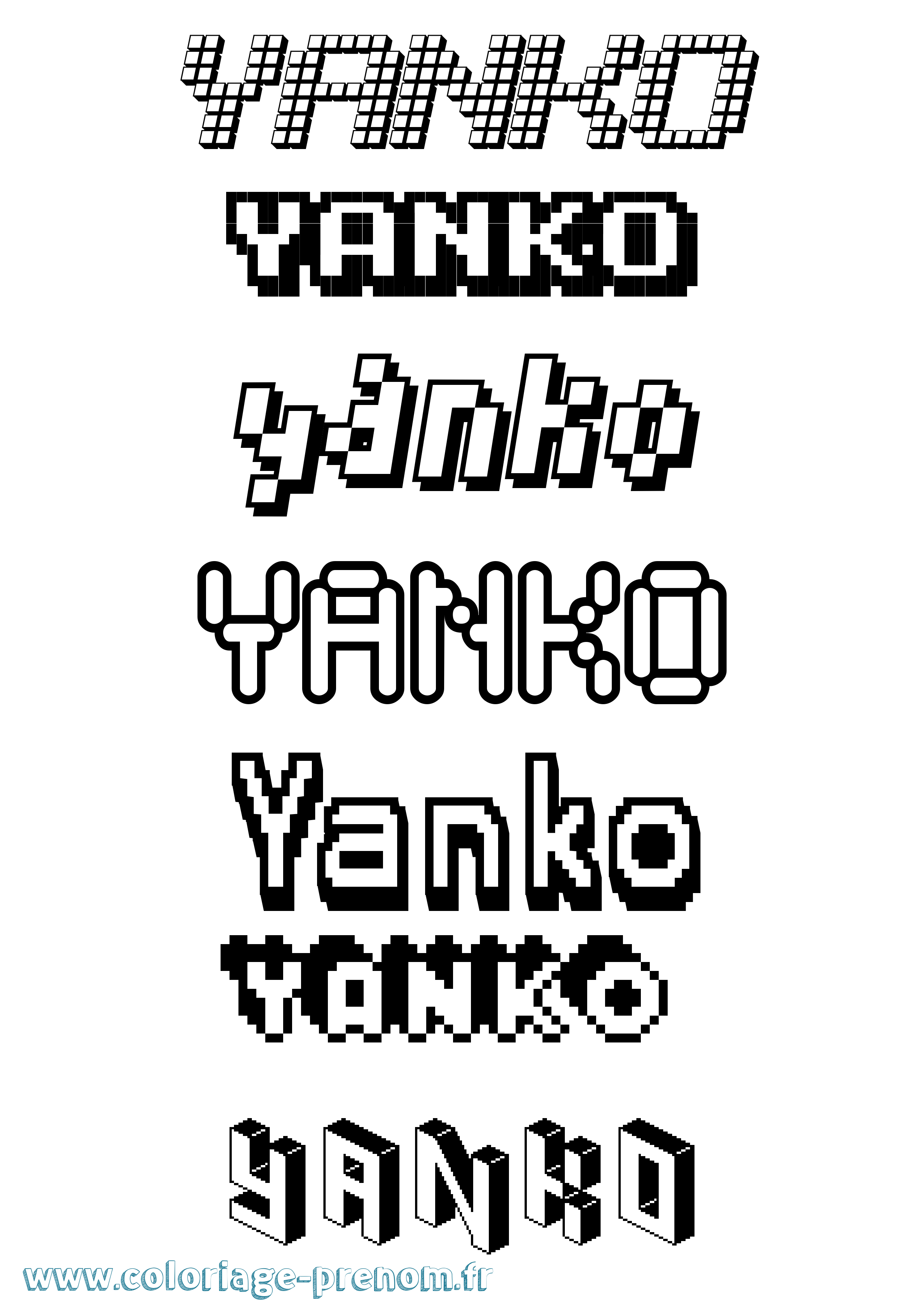 Coloriage Yanko Pixel Coloriage prénom Yanko Pixel
