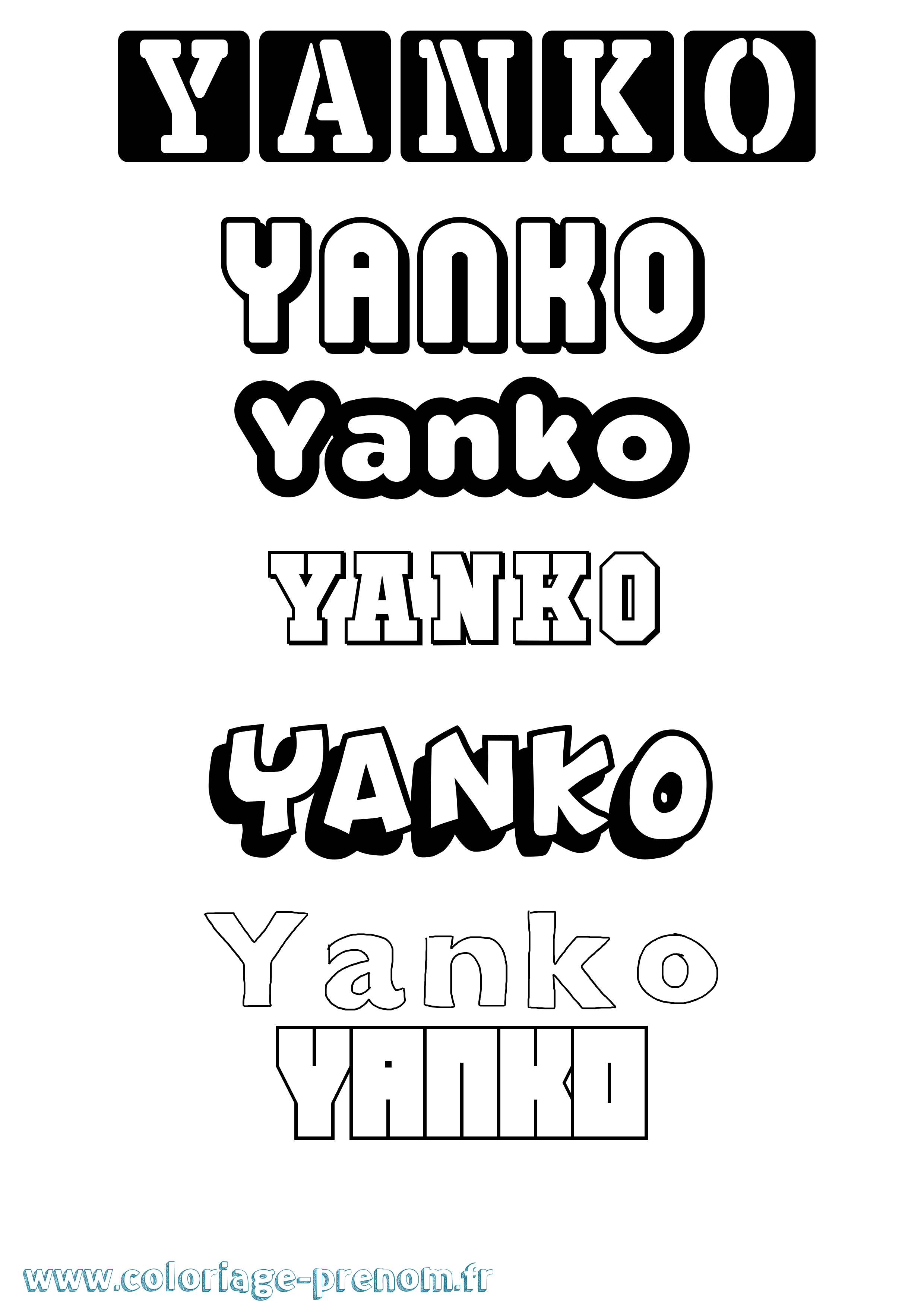 Coloriage Yanko Simple Coloriage prénom Yanko Simple