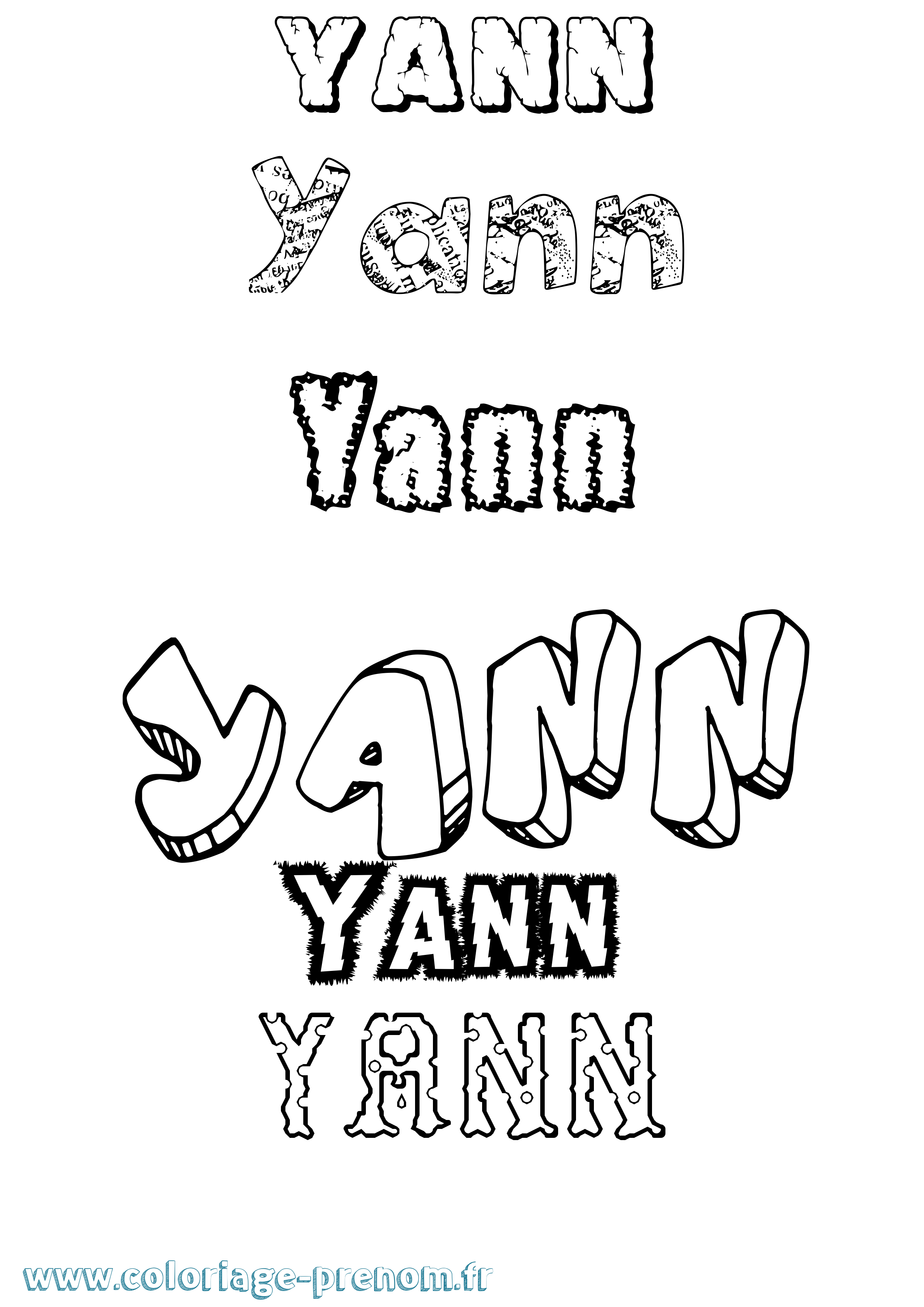 Coloriage Yann Destructuré Coloriage prénom Yann Destructuré