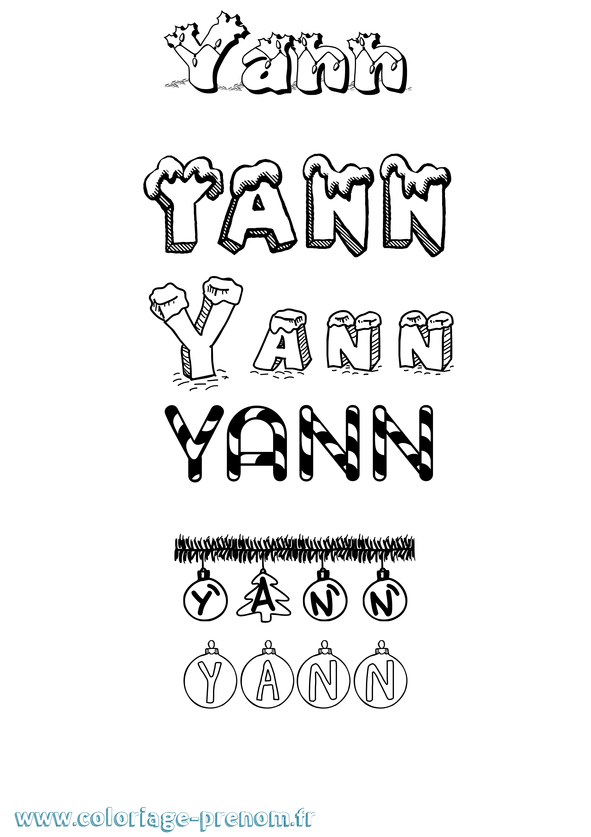 Coloriage Yann Noël Coloriage prénom Yann Noël