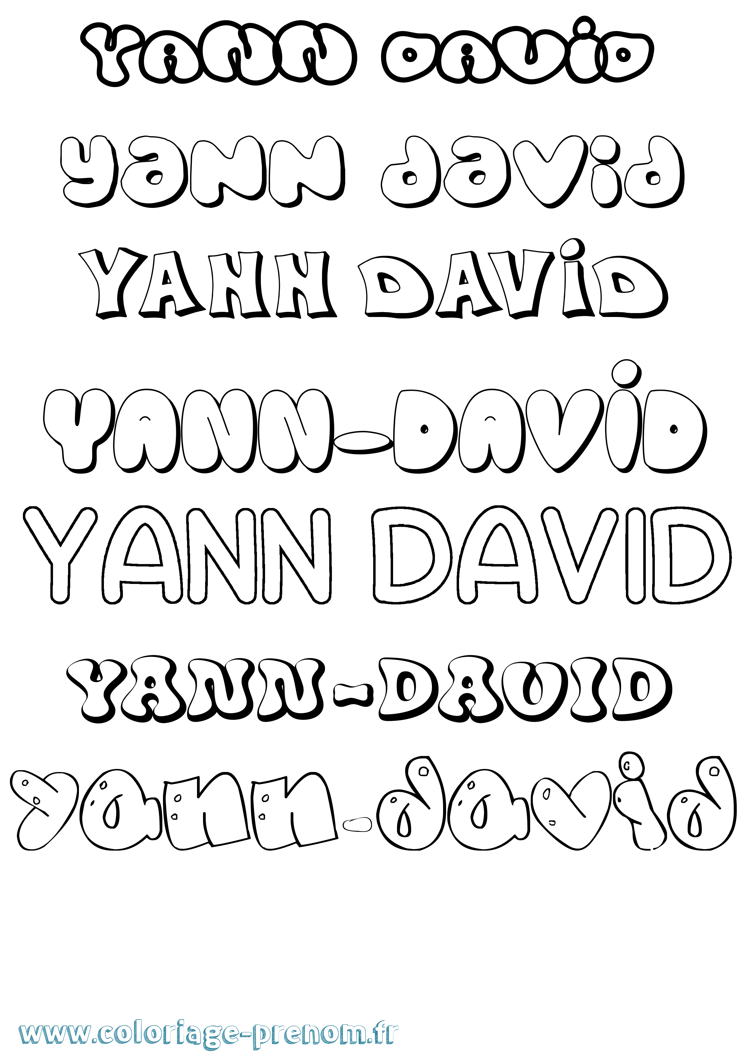 Coloriage Yann-David Bubble Coloriage prénom Yann-David Bubble