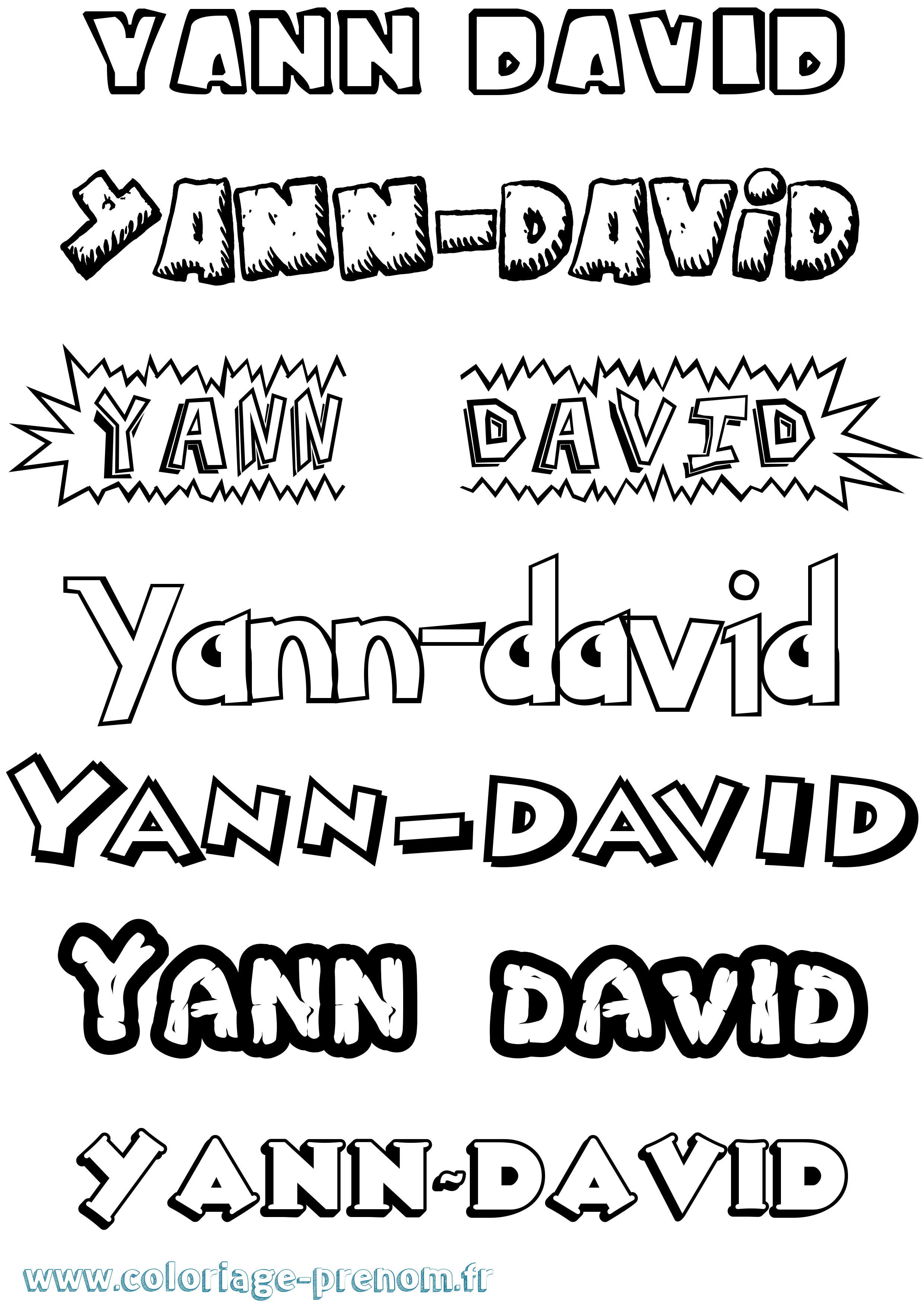 Coloriage Yann-David Dessin Animé Coloriage prénom Yann-David Dessin Animé