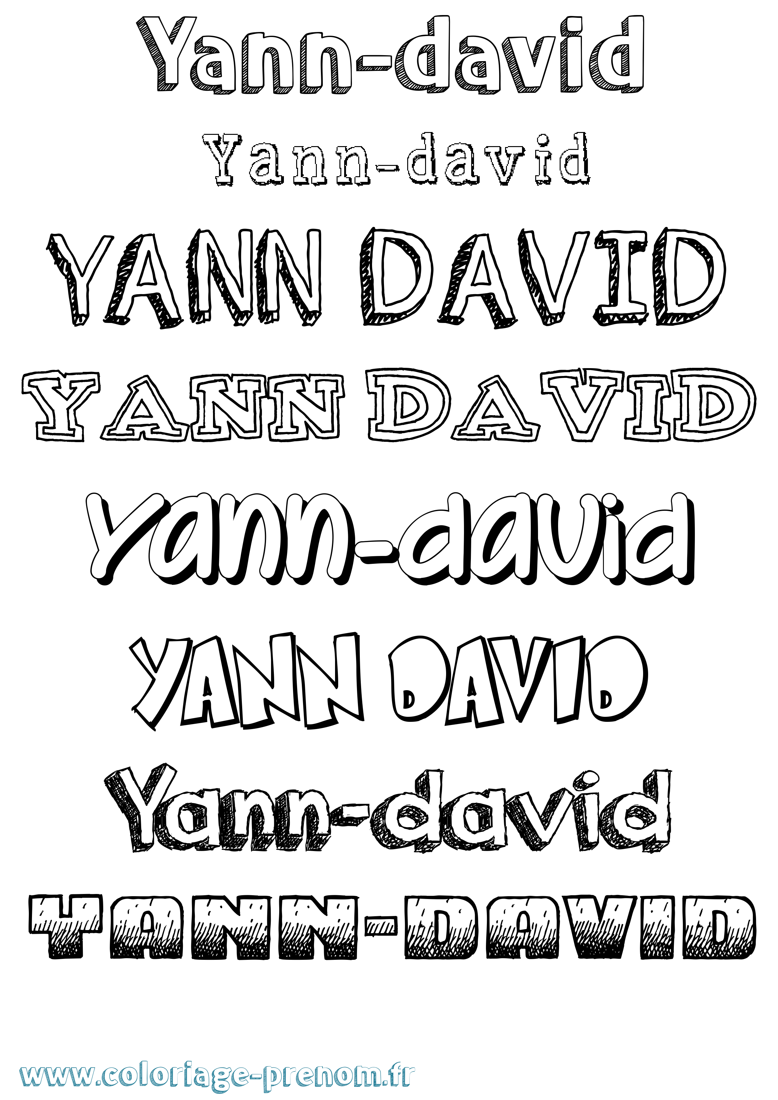 Coloriage Yann-David Dessiné Coloriage prénom Yann-David Dessiné